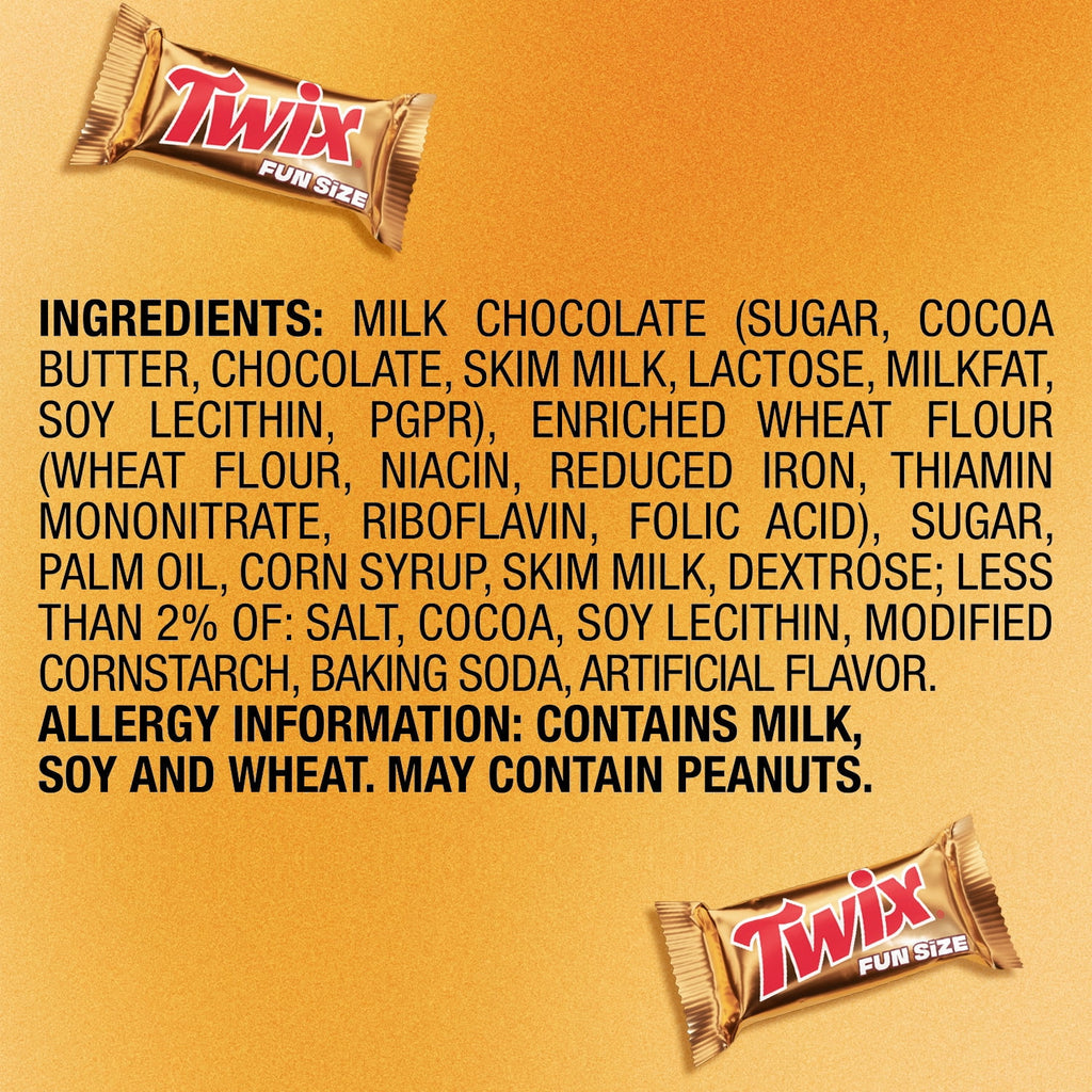 Twix Fun Size Caramel Cookie Halloween Chocolate Bars, Treating Size - 7.41 oz Bag