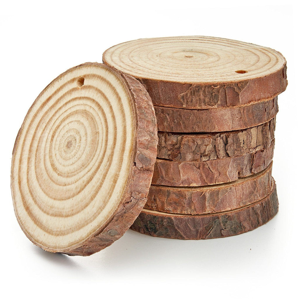 Arteza Unfinished Wood Surfaces with Bark Slices, Natural Pine Wood, Set of 45
