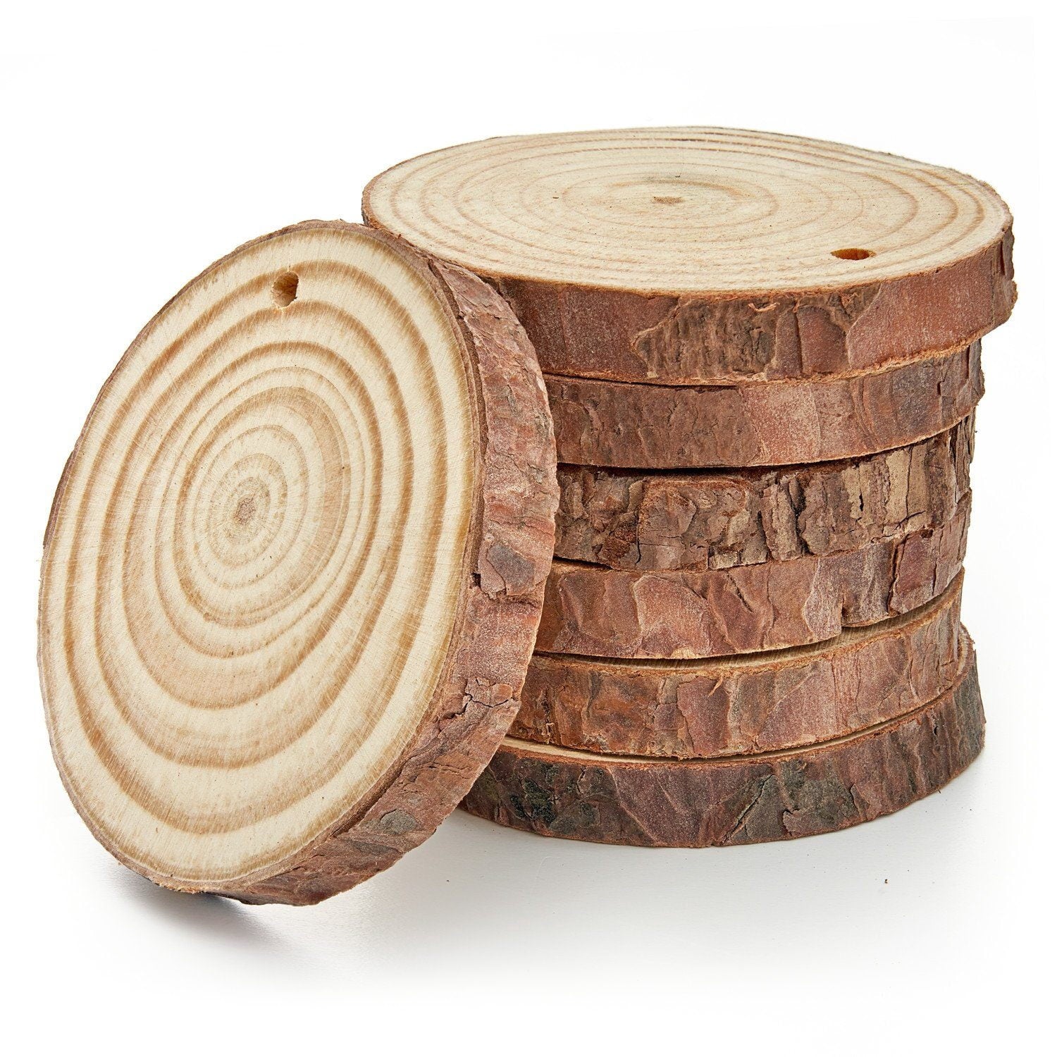 Arteza Unfinished Wood Surfaces with Bark Slices, Natural Pine Wood, Set of 45