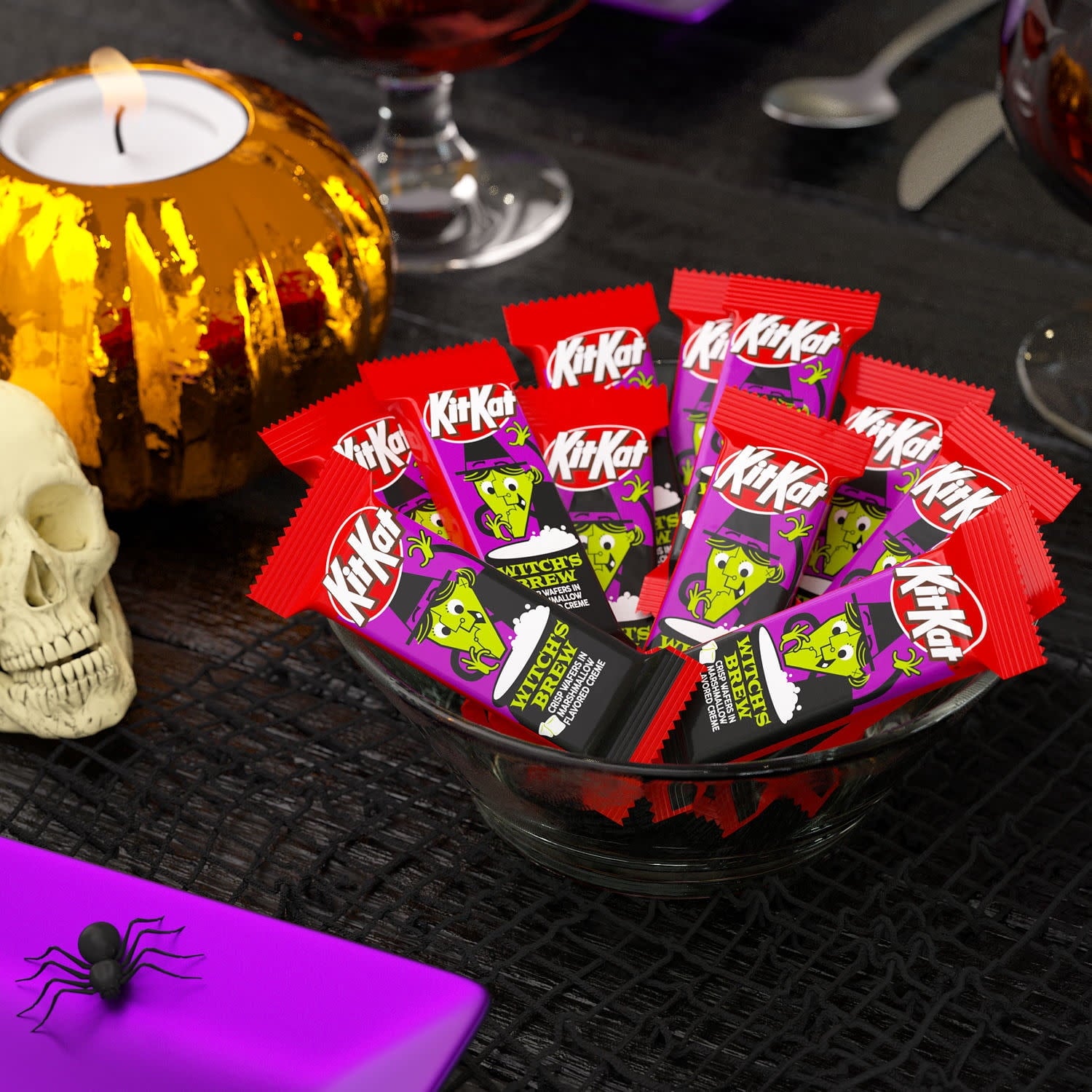 Kit Kat Witch's Brew Marshmallow Flavored Creme Wafer Snack Size, Halloween Candy Bag, 9.8 oz