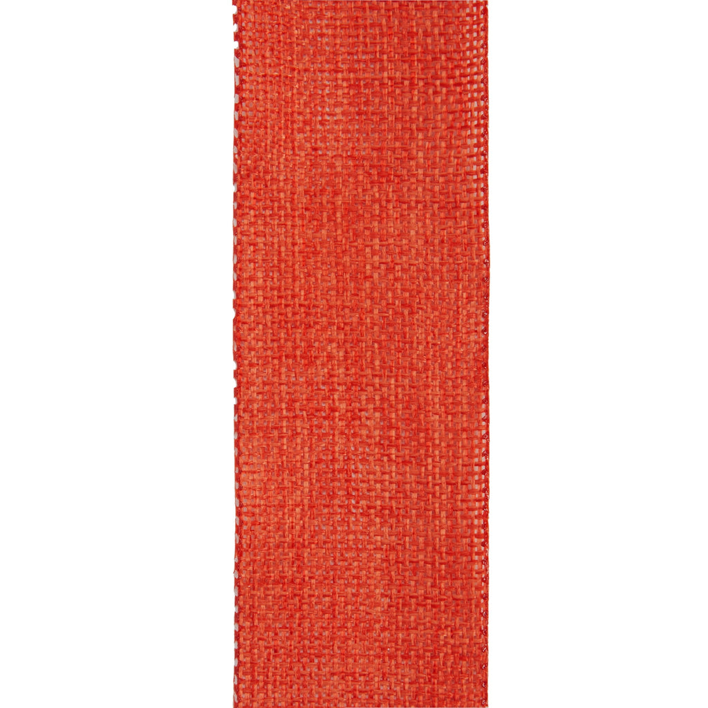 Offray Ribbon, Torrid Orange 1 1/2 inch Woven Burlap Woven Ribbon, 9 feet
