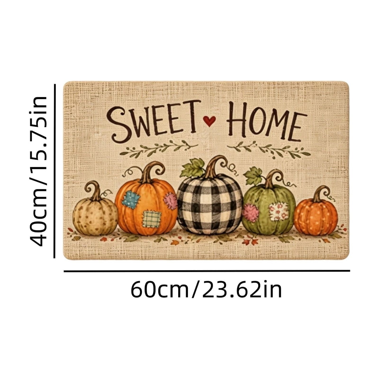 syligr Halloween Thanksgiving Doormat with Maple Leaf & Pumpkin Patterns - Non-Slip Floor Mat for Entryway, Kitchen, Porch, Fall Harvest Decor Rug with Anti-Fatigue Backing, Gift for Thanksgiving