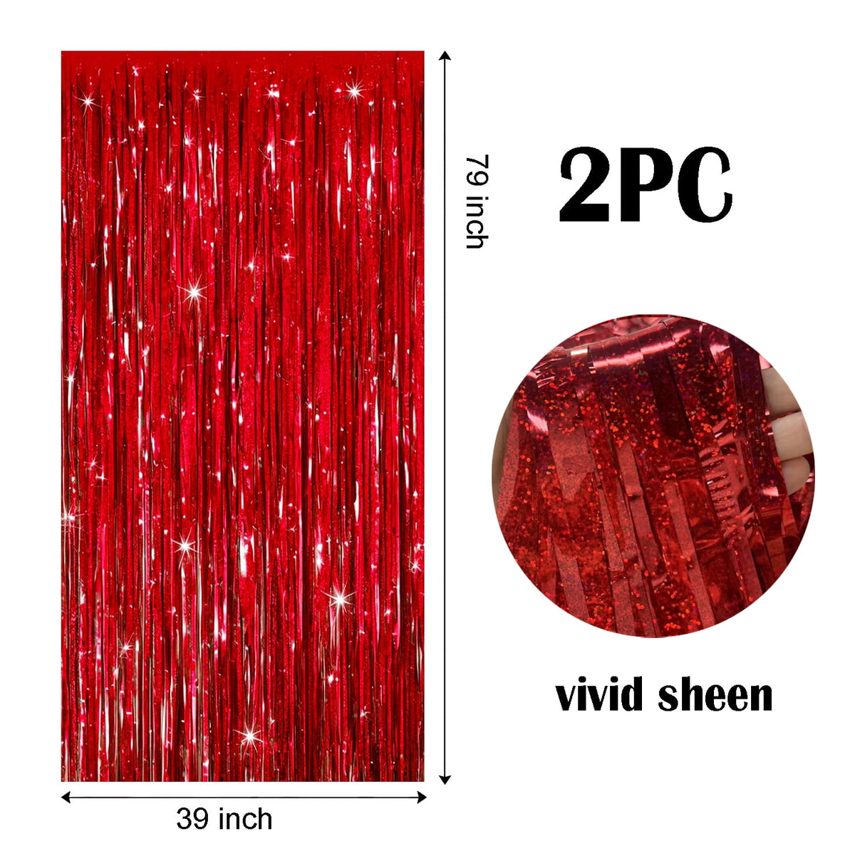 Sm:)e 2-Pack Light Bright Silver Foil Fringe Curtains for Events - Birthday, Wedding, Graduation, Christmas, Baby Shower, various festivals Decor Photo Booth Fun!