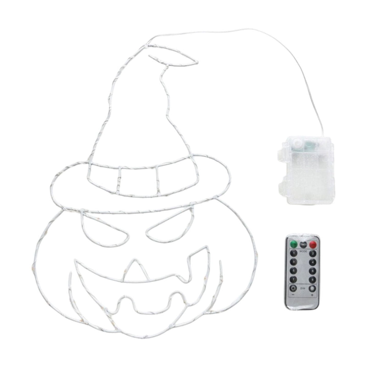 Btomtd Halloween Thanksgiving Window Light Iron Forged Hat and Pumpkin Shape Decorative Light with 8 Modes Remote Control Glowing Indoor Outdoor Holiday Decor, White