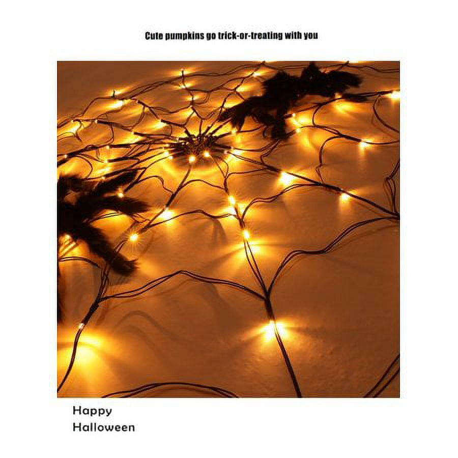 70Led 3.28FT Giant Spider Web Lights with Hairy Spider and Cobweb for Lighted Halloween Decorations Outdoor Halloween Window Decorations Wall Garden Patio Yard Decor