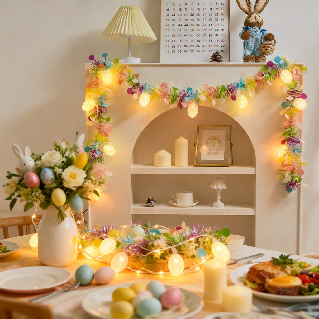AZXY Easter Eggs String Lights, 7ft 10-LED USB Pastel Globe Lights, Indoor & Outdoor Spring Decor for Classroom, Dorm, Party, Patio, Garden, and Tree