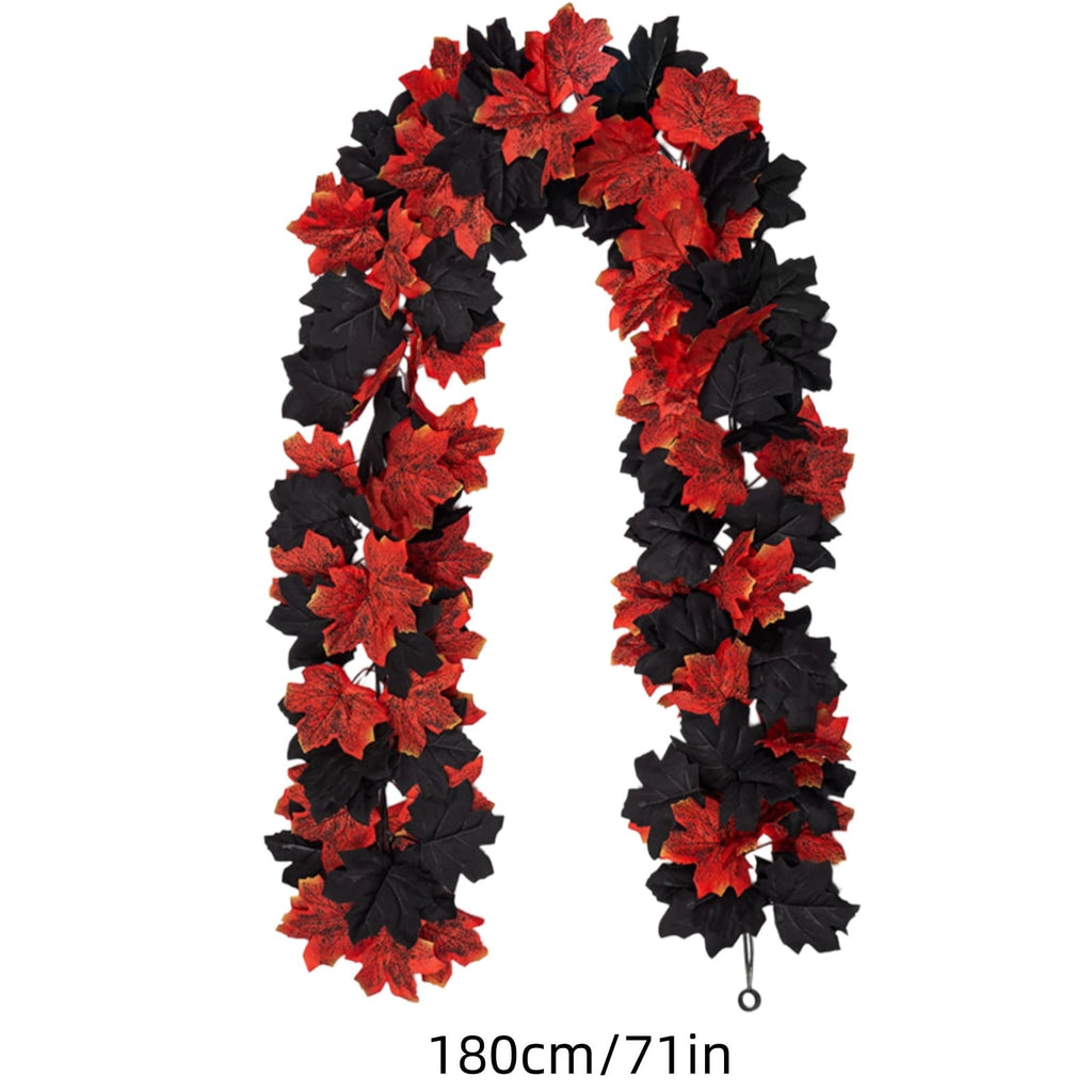 WKSCLPAI Halloween Maple Leaf Garland, Fall Vine Wreaths for Autumn Festivities Decor,Seasonal Garlands for Home,Halloween & Fall Decorations