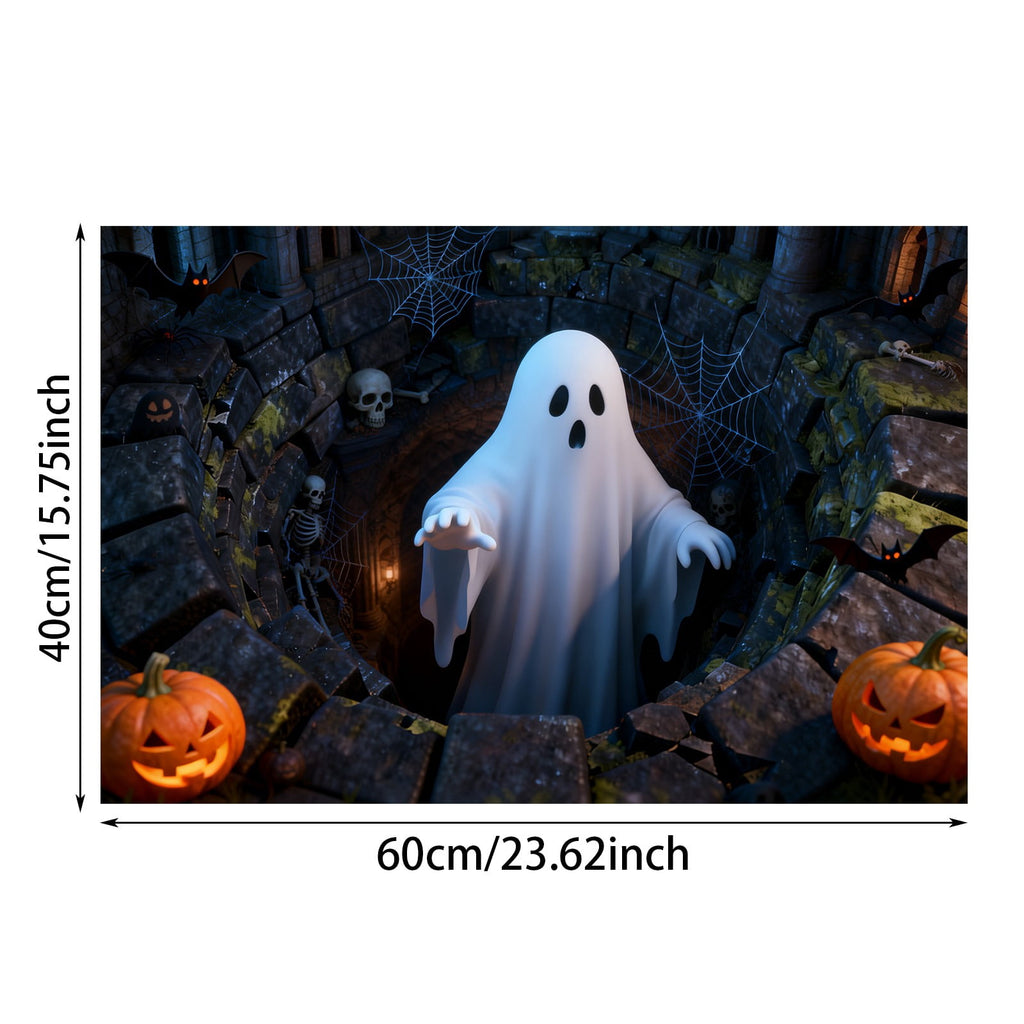 3D Optical Illusion Halloween Doormat Visual Trap Hole Design Non Velvet Entryway Rug Washable Floor Mat