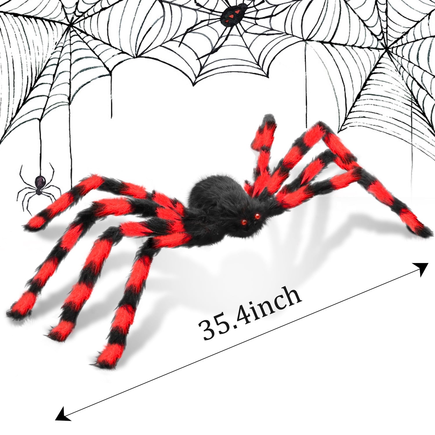 Innens 11.8ft Halloween 144 LED Purple Spider Web Lights with 35" Giant Spider Light up Cobweb Halloween Decorations for Indoor Ourdoor Garden Yard Home Patio (Black, 1Pc)