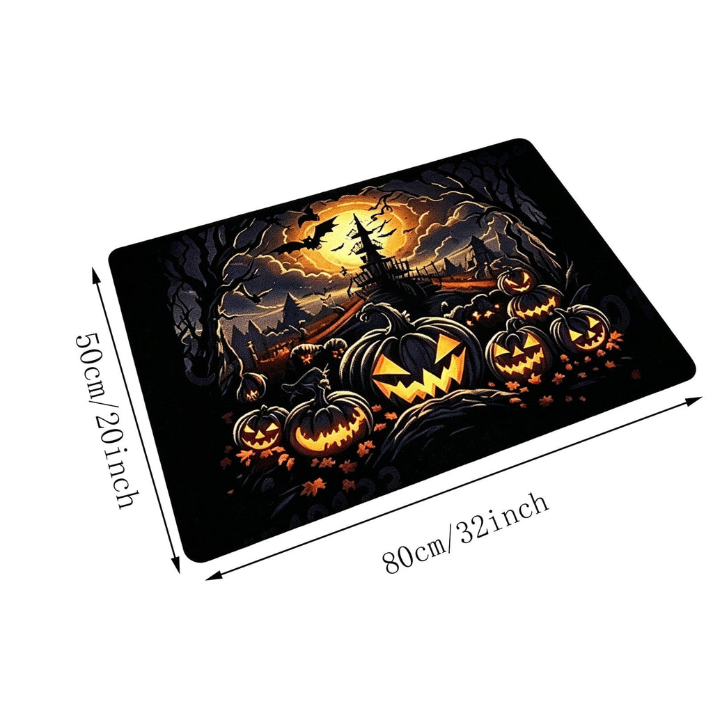 OutmaxHome Halloween Theme Cute Ghost Print Doormat, 15.8x23.6 Inch Non-Slip Absorbent Mat, Easy to Clean, for Front Door, Porch, Farmhouse