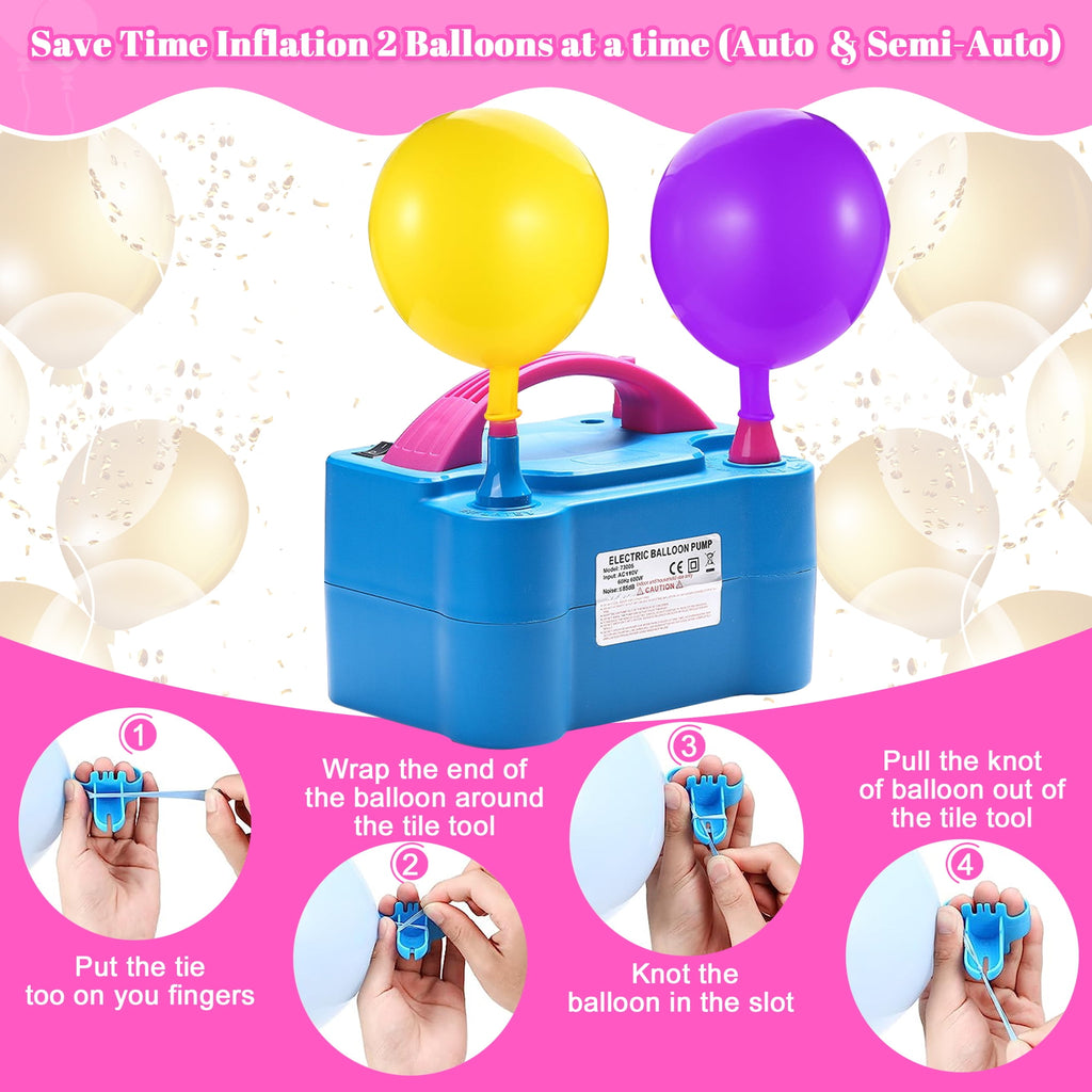 Electric Balloon Pump, Portable Dual Nozzle Blower Air Balloon Pump & Inflator for All Balloons Party Wedding Decoration