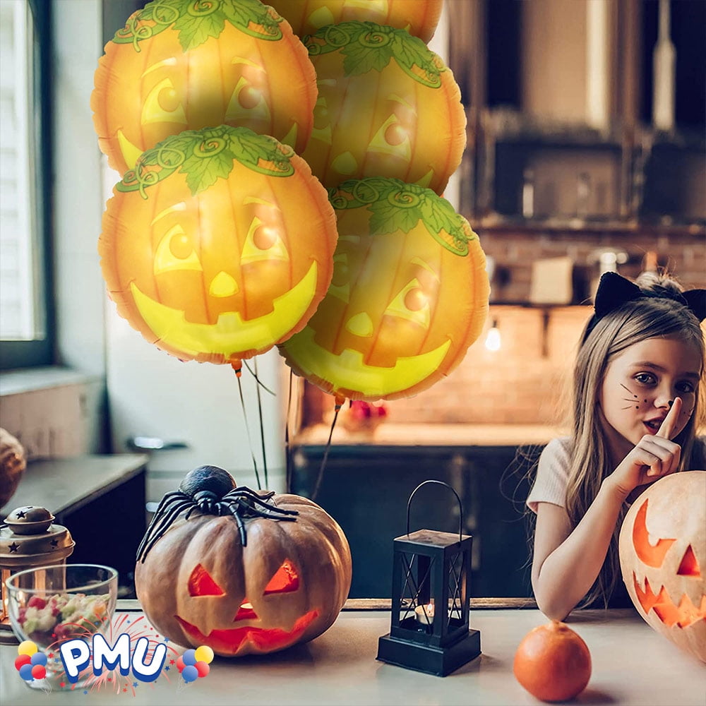 PMU Halloween Party Decoration "Happy Halloween" Jack Faces Aglow 18 Inch Mylar-Foil Balloon (1pkg) Pkg/1