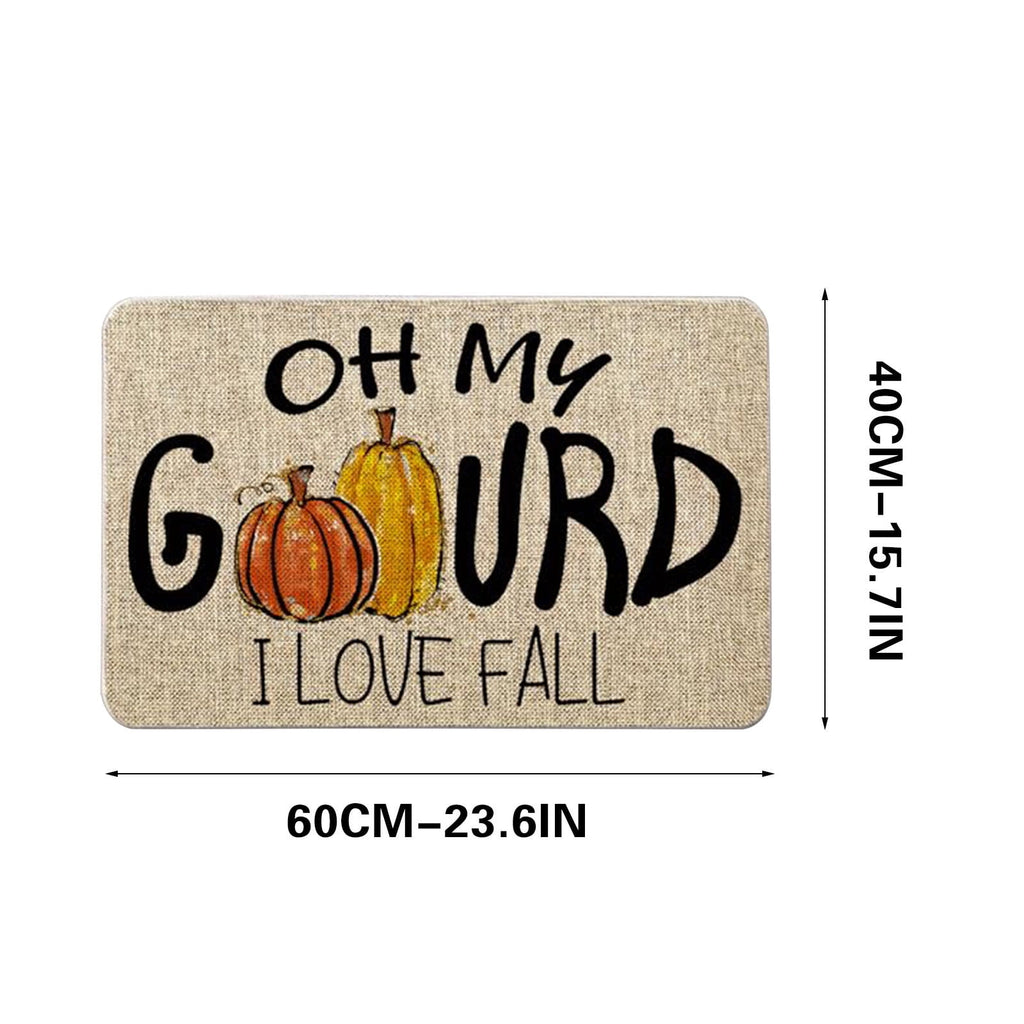 JOGZMZ Halloween Floor Mat Home Entrance Thanksgiving Pumpkin Thick Foot Mat Crystal Velvet Floor Mat 16×24 in