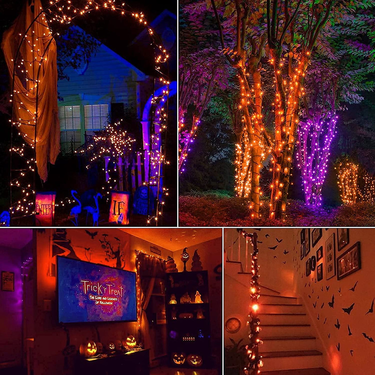 Morttic 2 Pack Orange String Lights 16.4Feet 50 LED Battery Operated Waterproof Mini Fairy Lights Show with 8 Modes for Outdoor Indoor Patio Xmas Tree Birthday Party Holiday Christmas Decorations