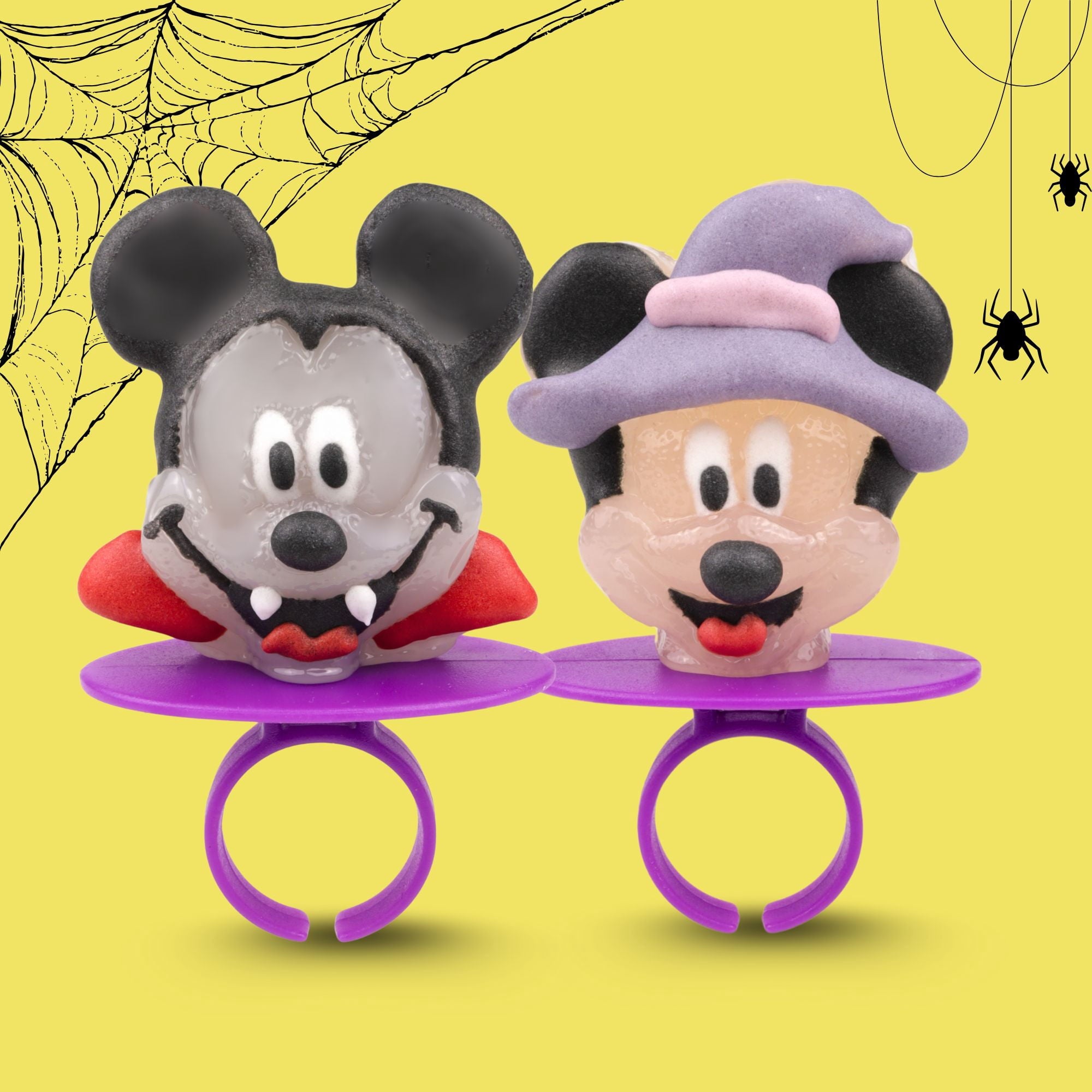 Disney Mickey and Minnie Halloween Lollipop Rings, Character Candy Pops, Party Favors, 18 Count, 7.61 Ounce Box