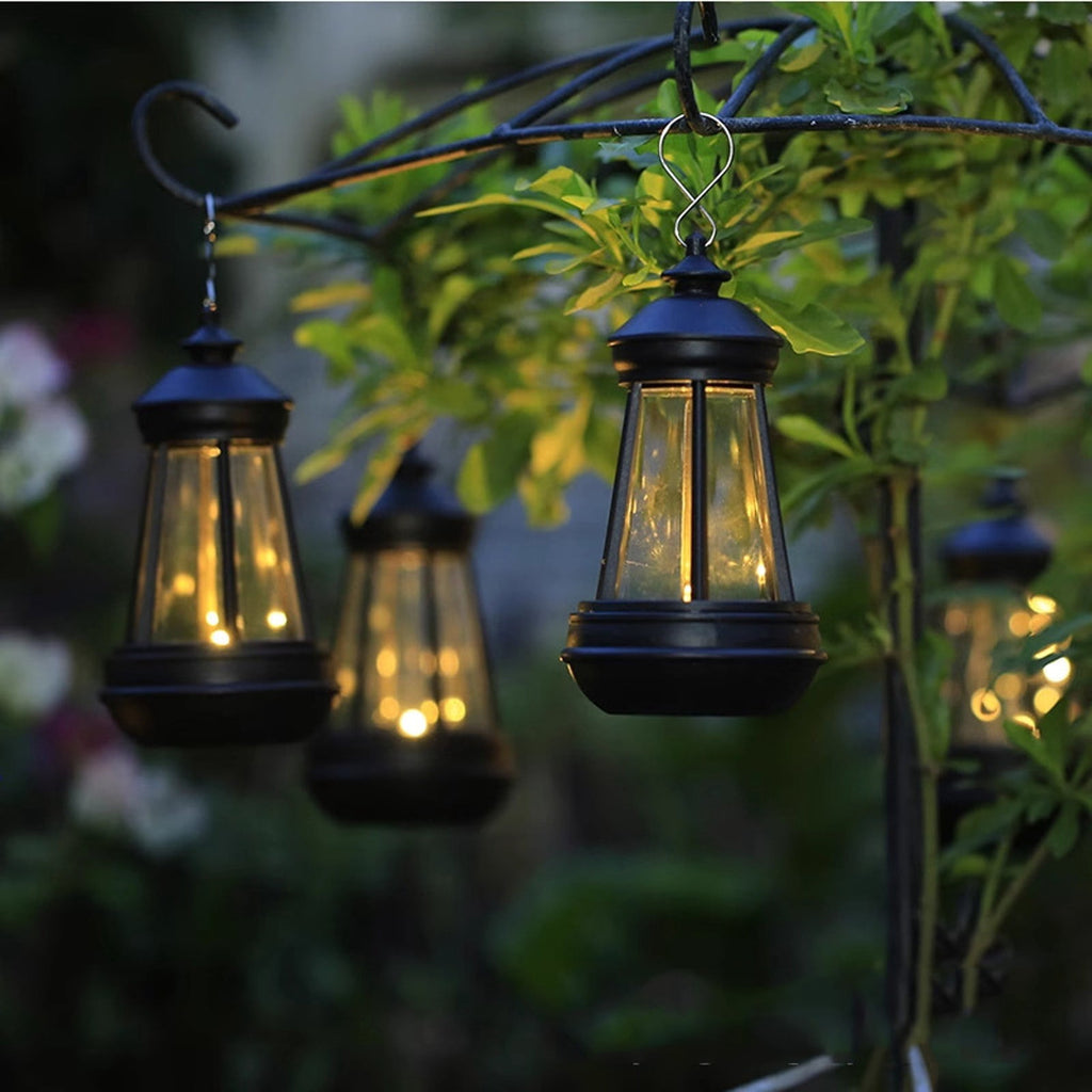 3.35IN Vintage Mini Solar Hanging Lantern Lights, Warm Fairy String LED Solar Powered Outdoor Lanterns, Waterproof Retro Solar Hanging Lights for Garden Tree Patio Yard Porch Decor