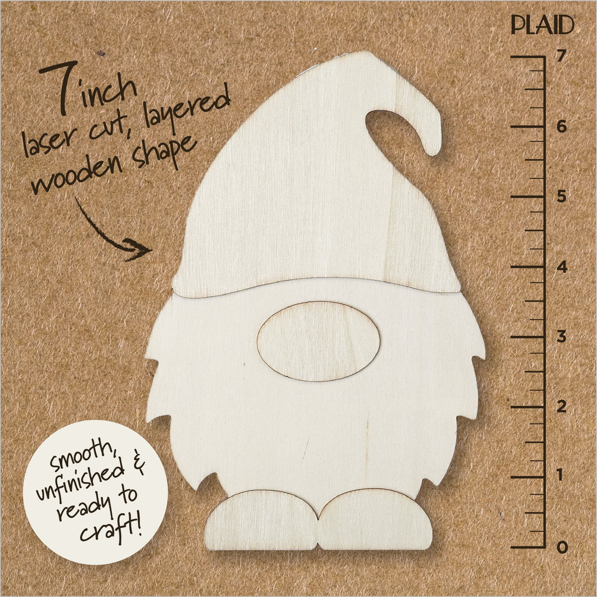 (2 pack) Plaid Surfaces Layered Wood Shape, Gnome