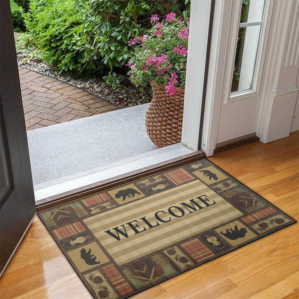 Bear Rugs Tribal Doormat Non-Slip Absorbent Resist Dirt Front Door Mat Machine Washable Welcome Mats Outdoor Inside Floor Rugs for Entryway 30" X 17"…