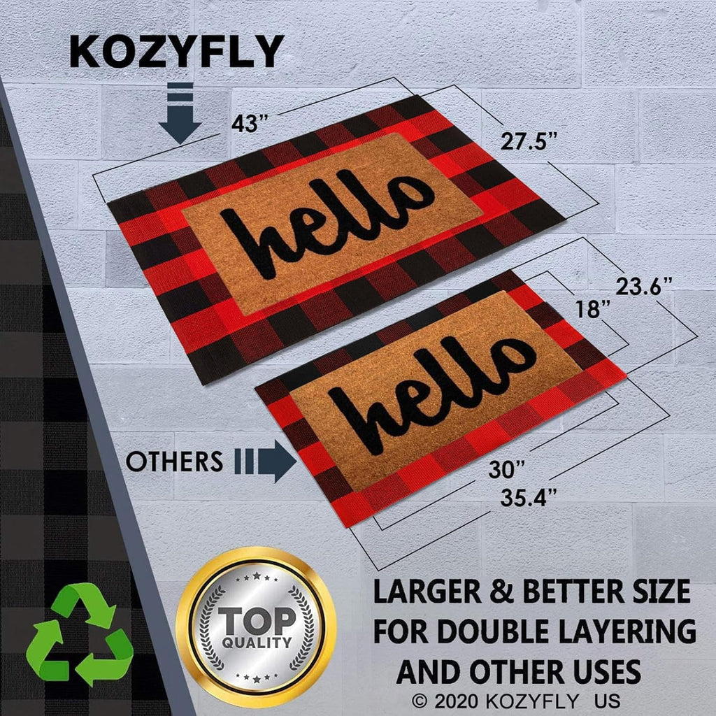 HearthHarmony Buffalo Plaid Area Rugs 2x3 Ft Brown and Black Checkered Rugs Washable Front Door Mat Hand Woven Cotton Outdoor Small Rug for Front Porch Kitchen Entryway Patio Bathroom