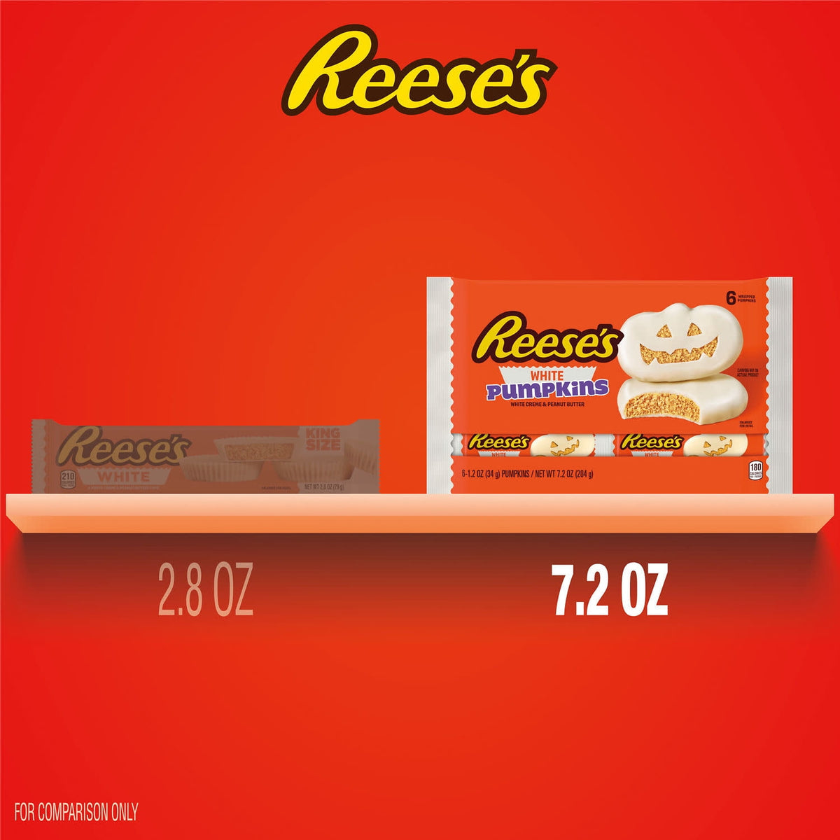 Reese's White Creme Peanut Butter Pumpkins Halloween Candy, Packs 1.2 oz, 6 Count