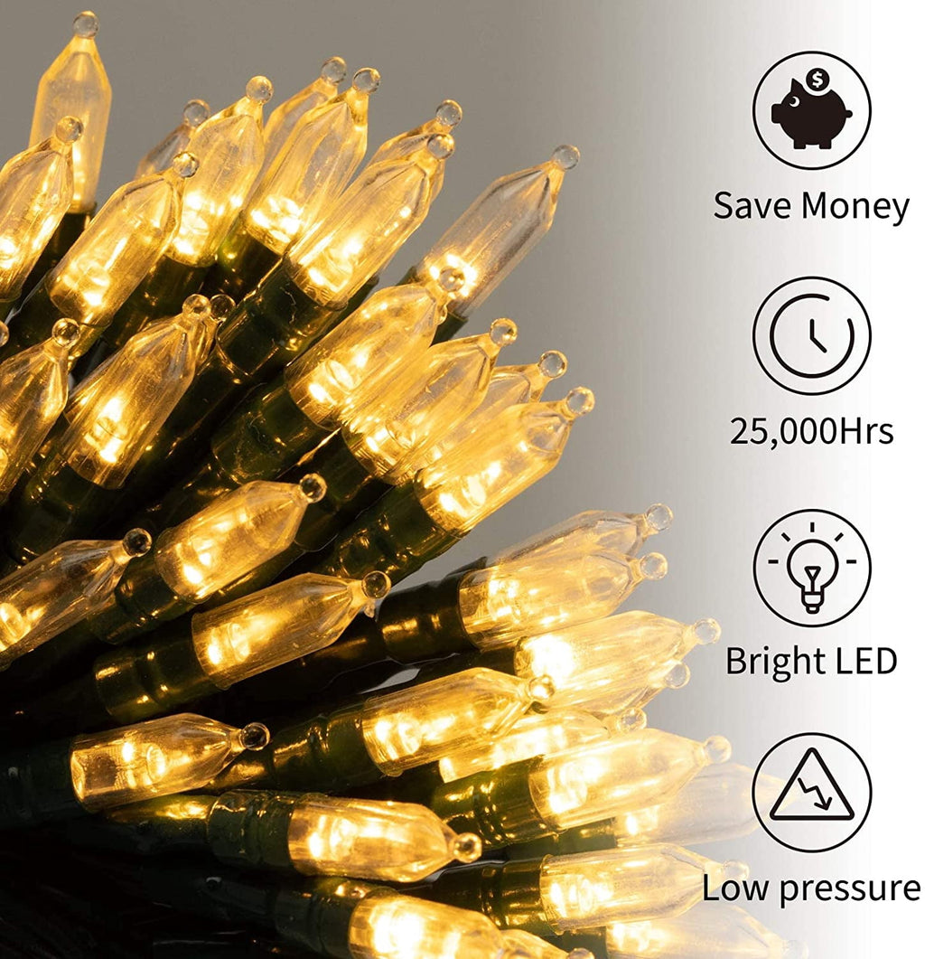 Morttic 2 Pack Orange String Lights 16.4Feet 50 LED Battery Operated Waterproof Mini Fairy Lights Show with 8 Modes for Outdoor Indoor Patio Xmas Tree Birthday Party Holiday Christmas Decorations