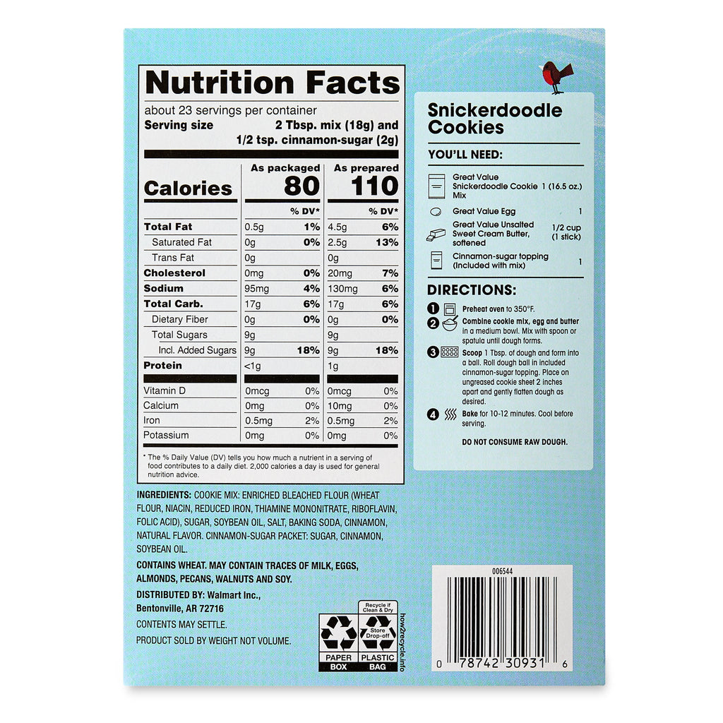 Great Value Snickerdoodle Cookie Mix, 16.5 oz