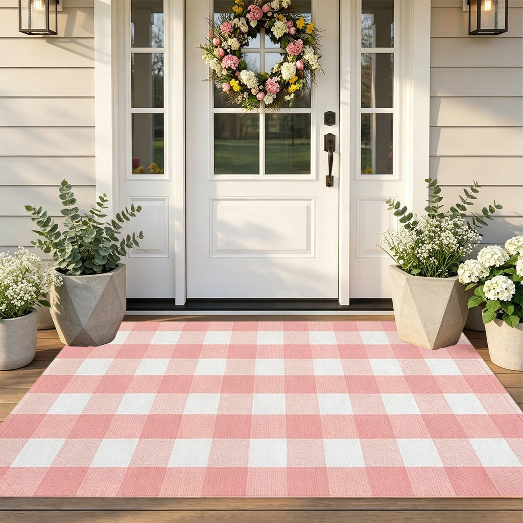 Dpityserensio Halloween Doormat Black Bat and Moon with Striped Border Non-Slip Washable Indoor Outdoor Rug, Vintage Fall Decor