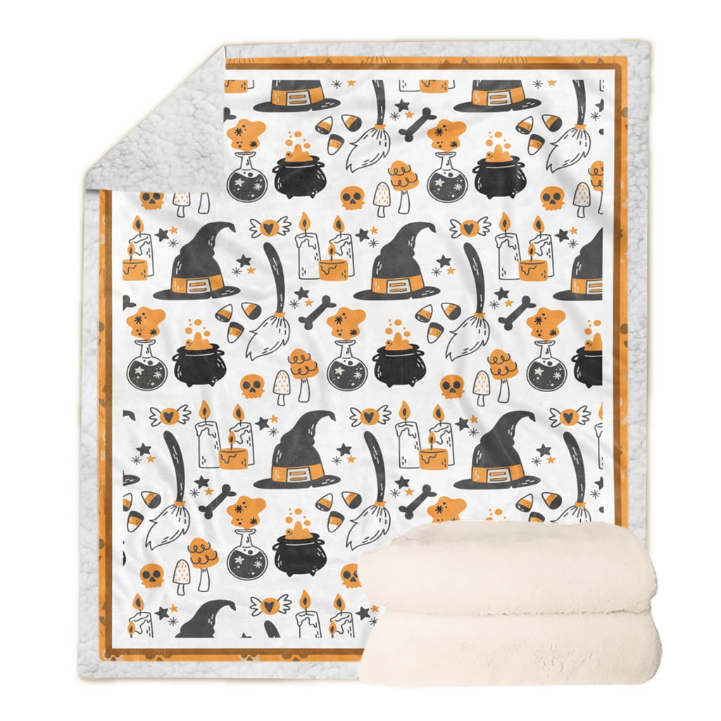 FastXmas Halloween Throw Blanket, 30"x40" Flannel Fleece Pumpkins Maple Checkered Plush Blanket, Soft Lightweight Skin-Friendly Fall Harvest Decorative Throw Blanket for Couch Sofa Bed Outdoor