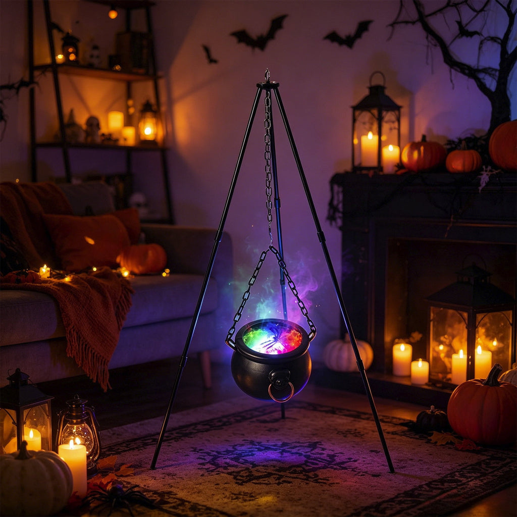 Muecwrye Halloween Decorations Outdoor, Halloween Clearance! Halloween Witches Cauldron on Tripod with Lights, DIY Bubbling Cauldron Set Decor for Home Porch Outside, Halloween Party Supplies