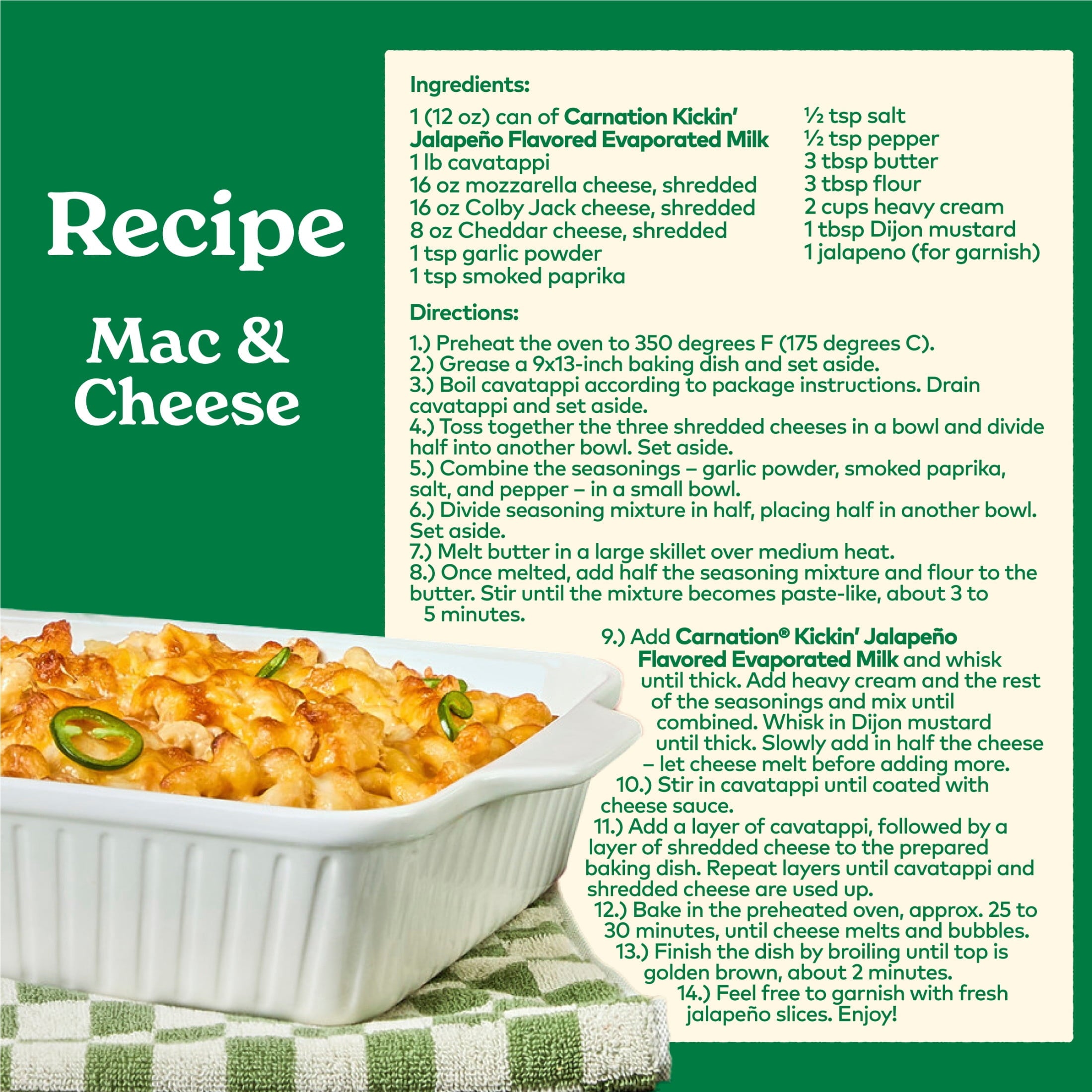 Nestle Carnation Kickin' Jalapeno Flavored Evaporated Milk for Macaroni and Cheese, Shelf Stable Milk, NET 12 fl oz (354 mL)