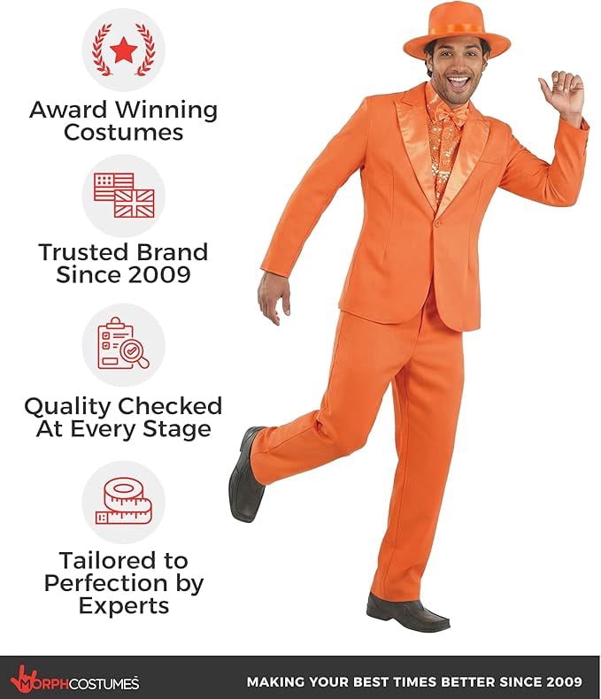 Fun Shack Mens Lloyd Comedy Costume Adult 90s Movie TV Orange Suit Film Halloween Orange M