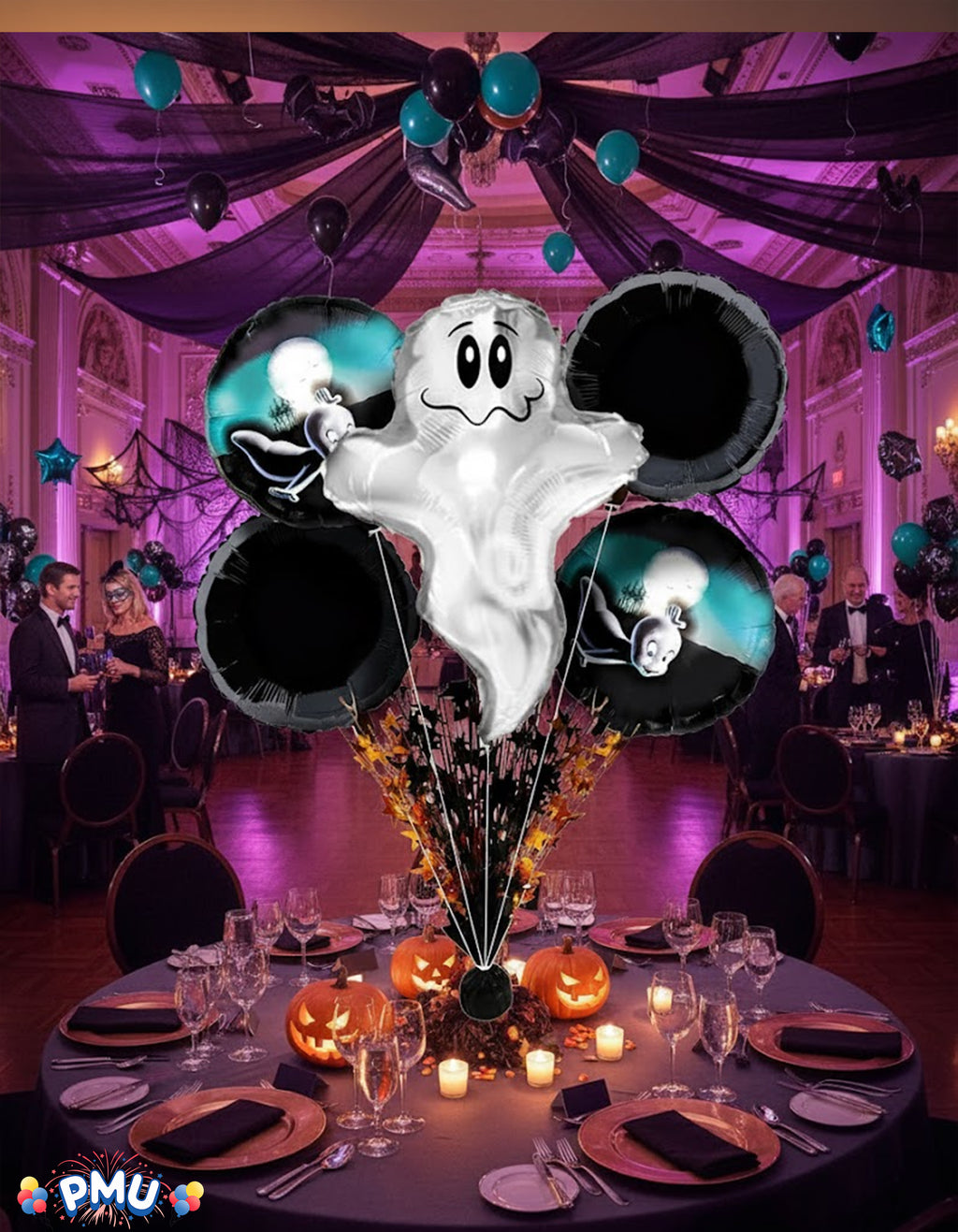 PMU Halloween Flying Ghost 24 Inch Mylar-Foil Balloon (10/pkg) Pkg/1