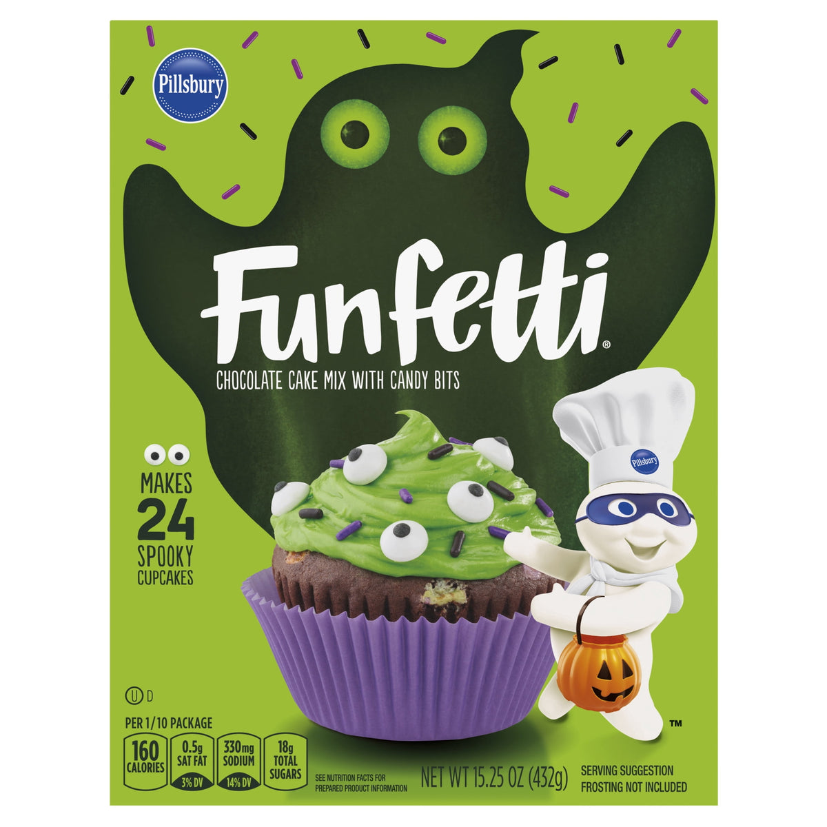 Pillsbury Funfetti Slime Chocolate Cake Mix with Colored Bits, 15.25 Oz Box