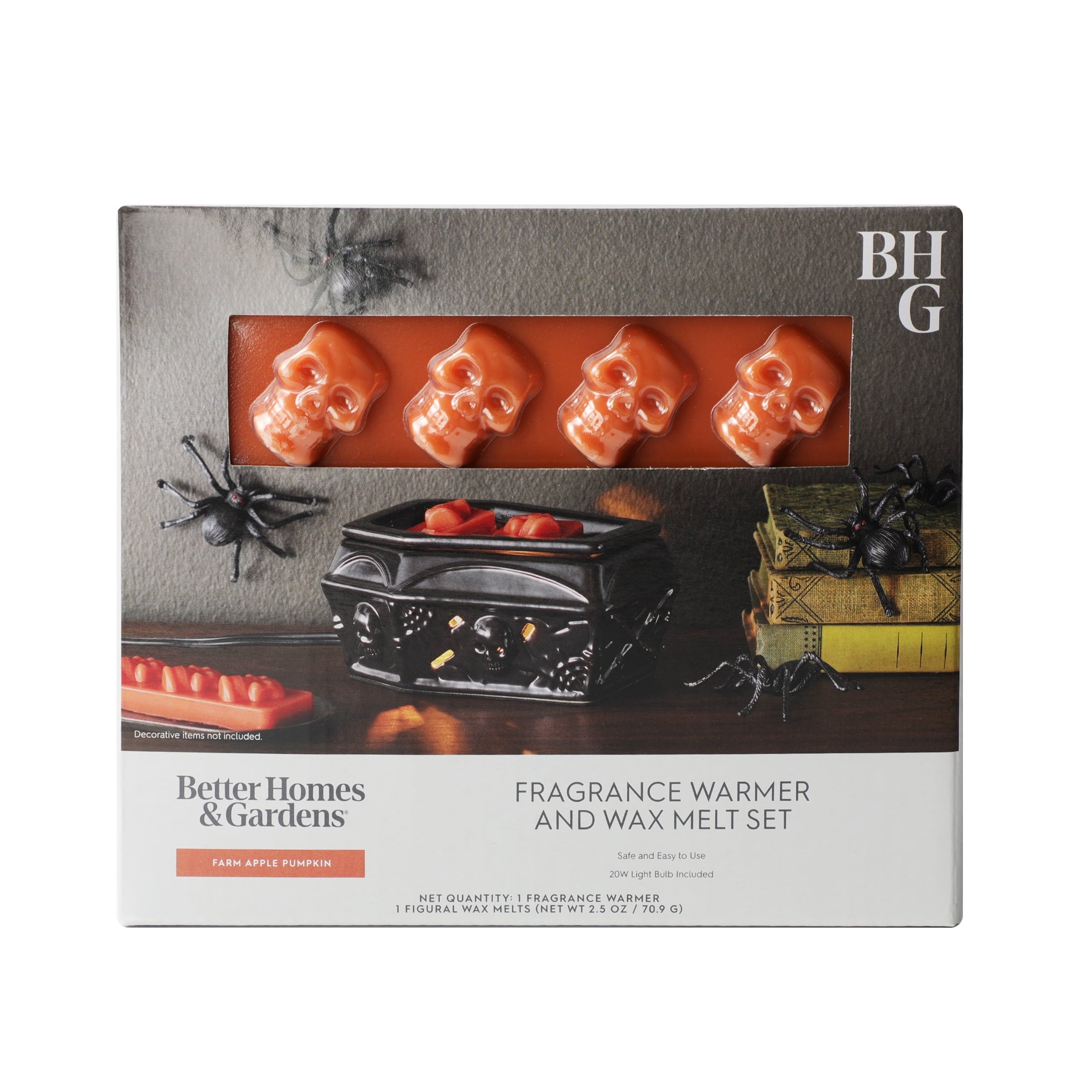 Better Homes & Gardens Halloween Ceramic Electric Plug-in Wax Melt Warmer with Farm Apple Pumpkin Wax Melts, Spooky Ghost