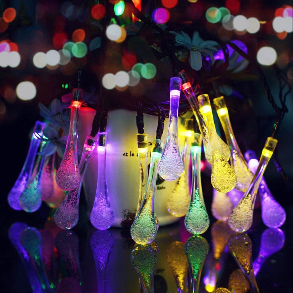 Gcvizuso Christmas Lights, String Lights, Outdoor Garden Party 20 LED Teardrop Solar Garden Lantern String
