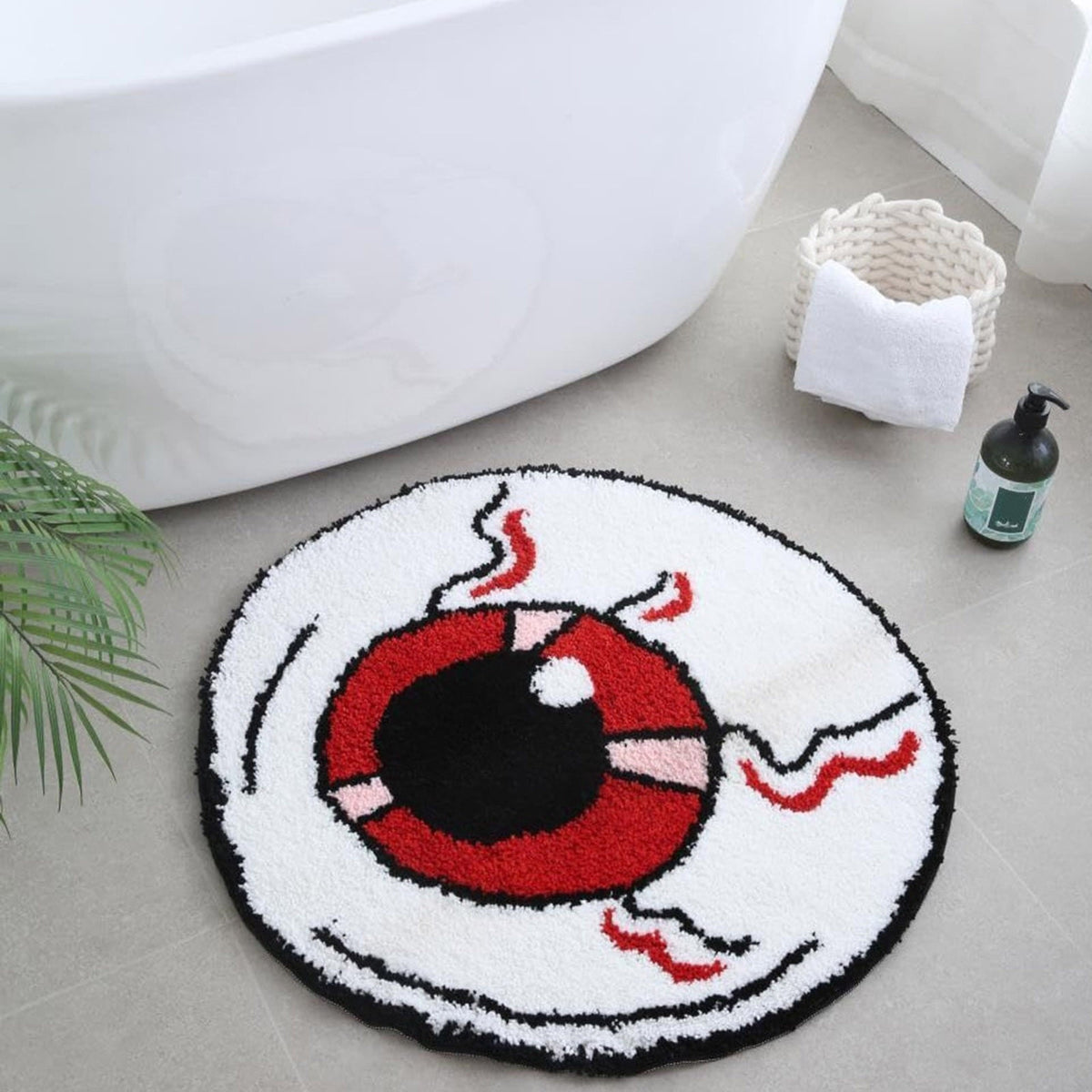Fnochy Halloween Door Mat Bathroom Floor Mat Decorative Floor Mat Spider Web Eyeball Skull Ghost Halloween Decor Mat,23.6"X23.6" Clearance