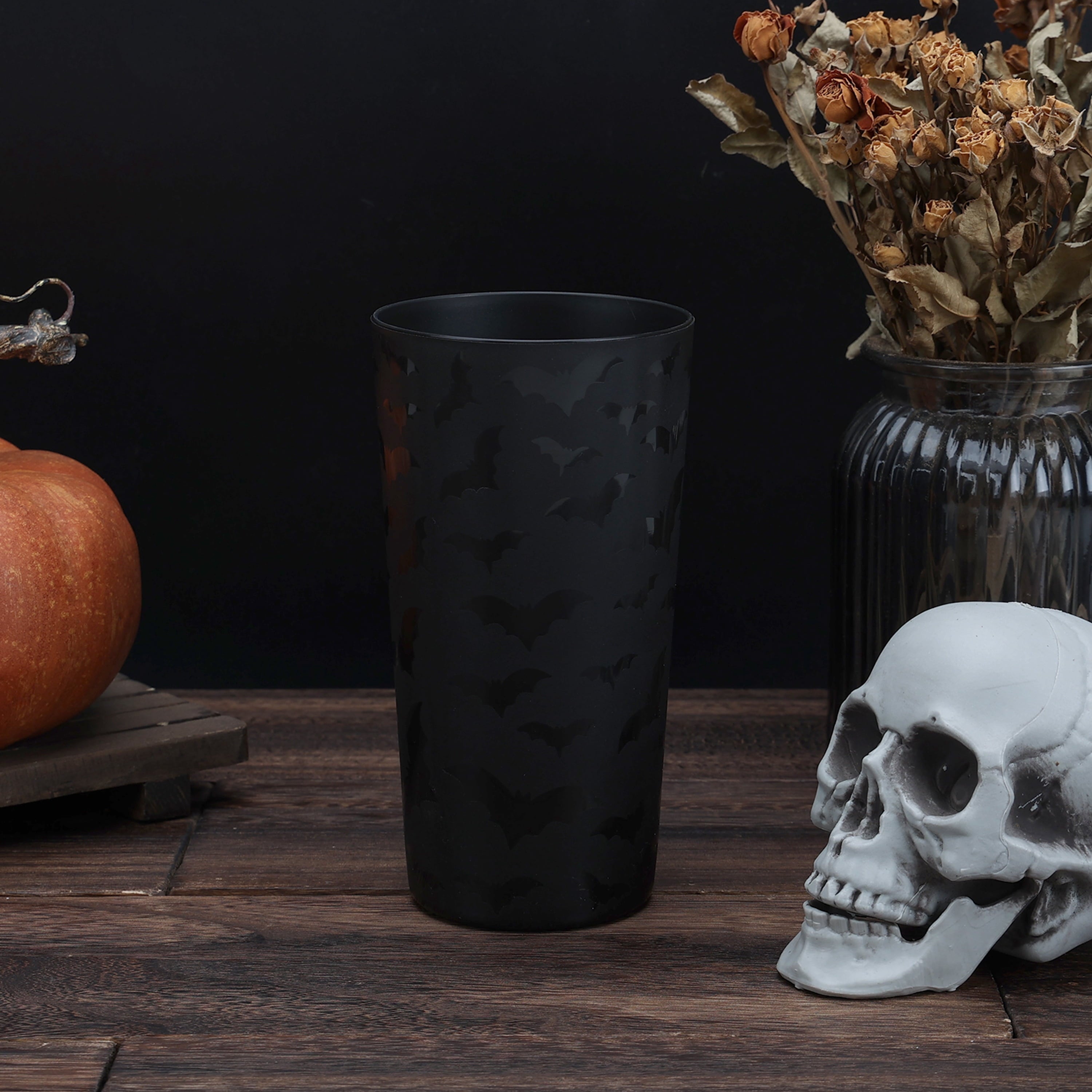 Mainstays 26 oz Round Plastic Skeleton Tumbler, Purple