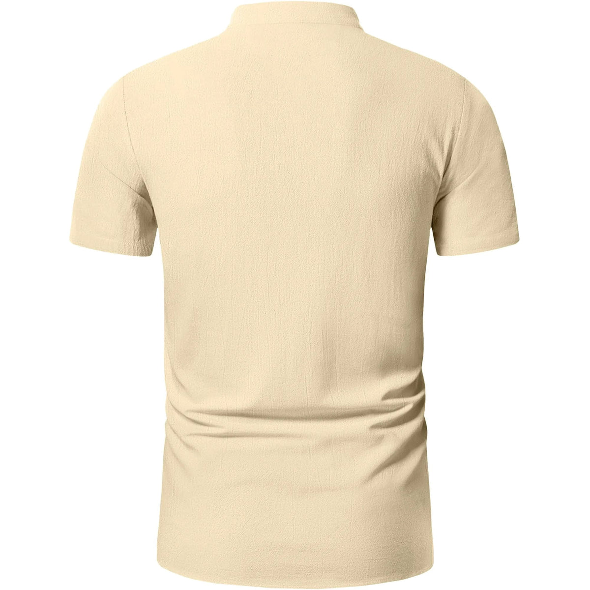 HAOMEILI Men's Cotton Linen Lace-Up V-Neck Short Sleeve Shirt