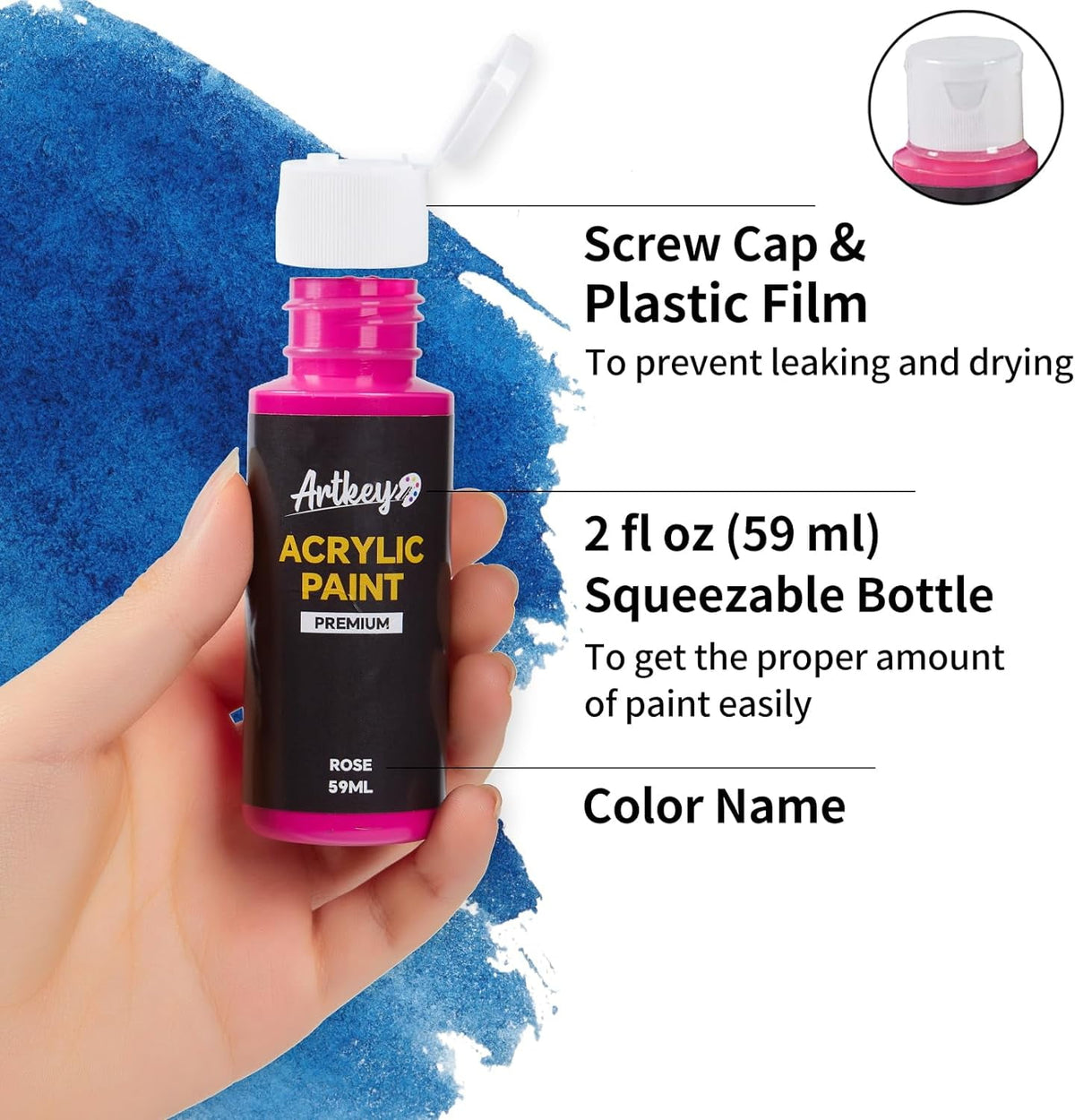 Artkey Acrylic Craft Paint Set, Festival, 24 Colors (2-Ounce)