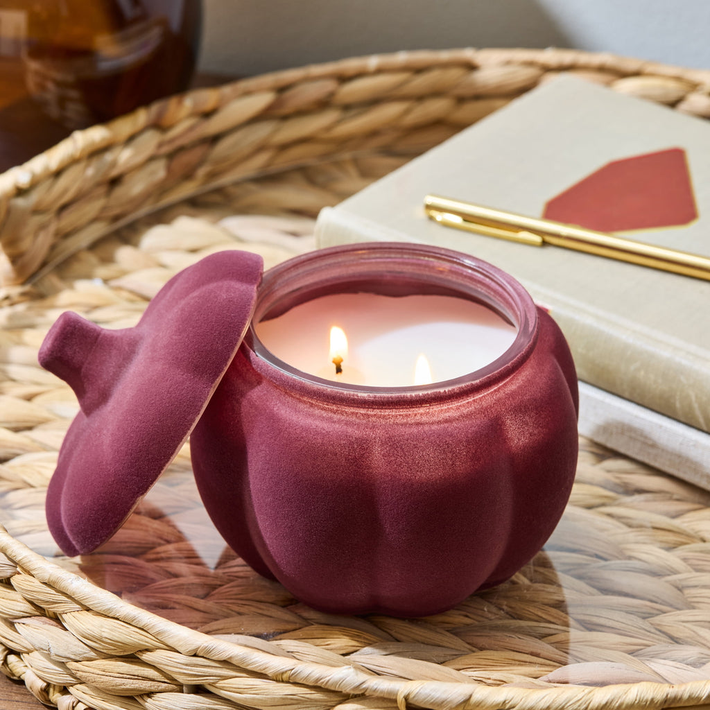 Better Homes & Gardens Flocked Pumpkin Jar Candle, Pumpkin Snickerdoodle Swirl, 2-Wick, 12.7 oz