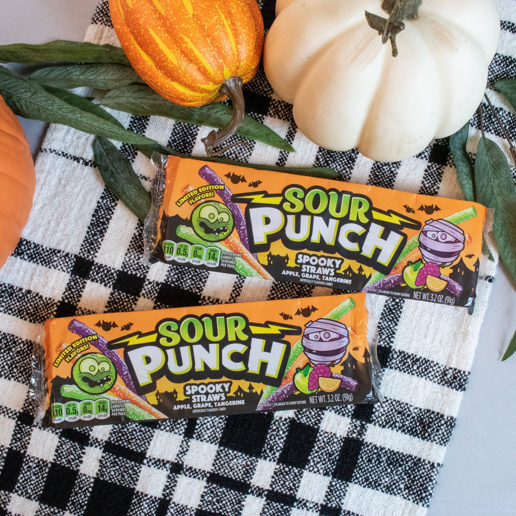 Sour Punch Spooky Straws Chewy Halloween Candy, 3.2oz Tray