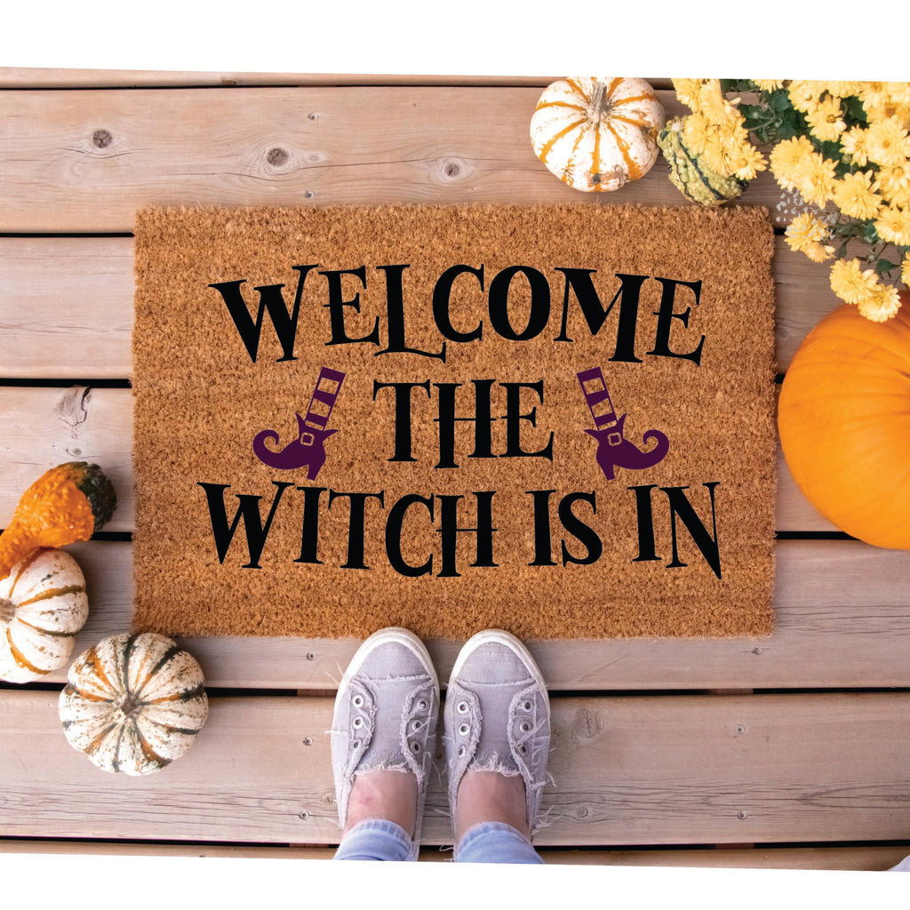 Welcome The Witch Is In Door Mat | Funny Doormat | Welcome Mat | Halloween Decor | Funny Door Mat | Home Doormat | Halloween Mat