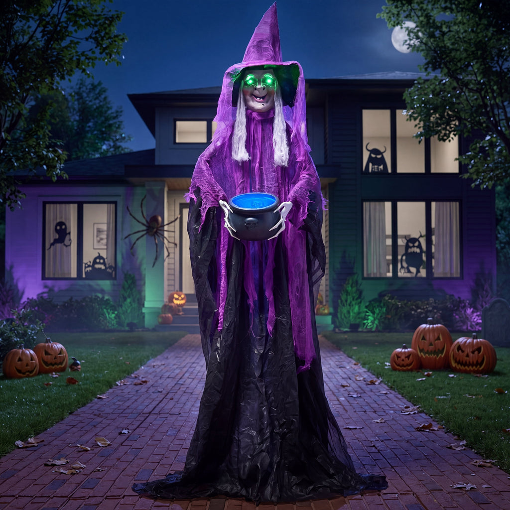 Joyfy 62"Halloween Standing Hunchback Witch with Light, Animatronics Large Halloween Decorations Outdoor, Radar Motion Activated with Creepy Sound & Eyes and Moving Head for Yard Garden Haunted Hous