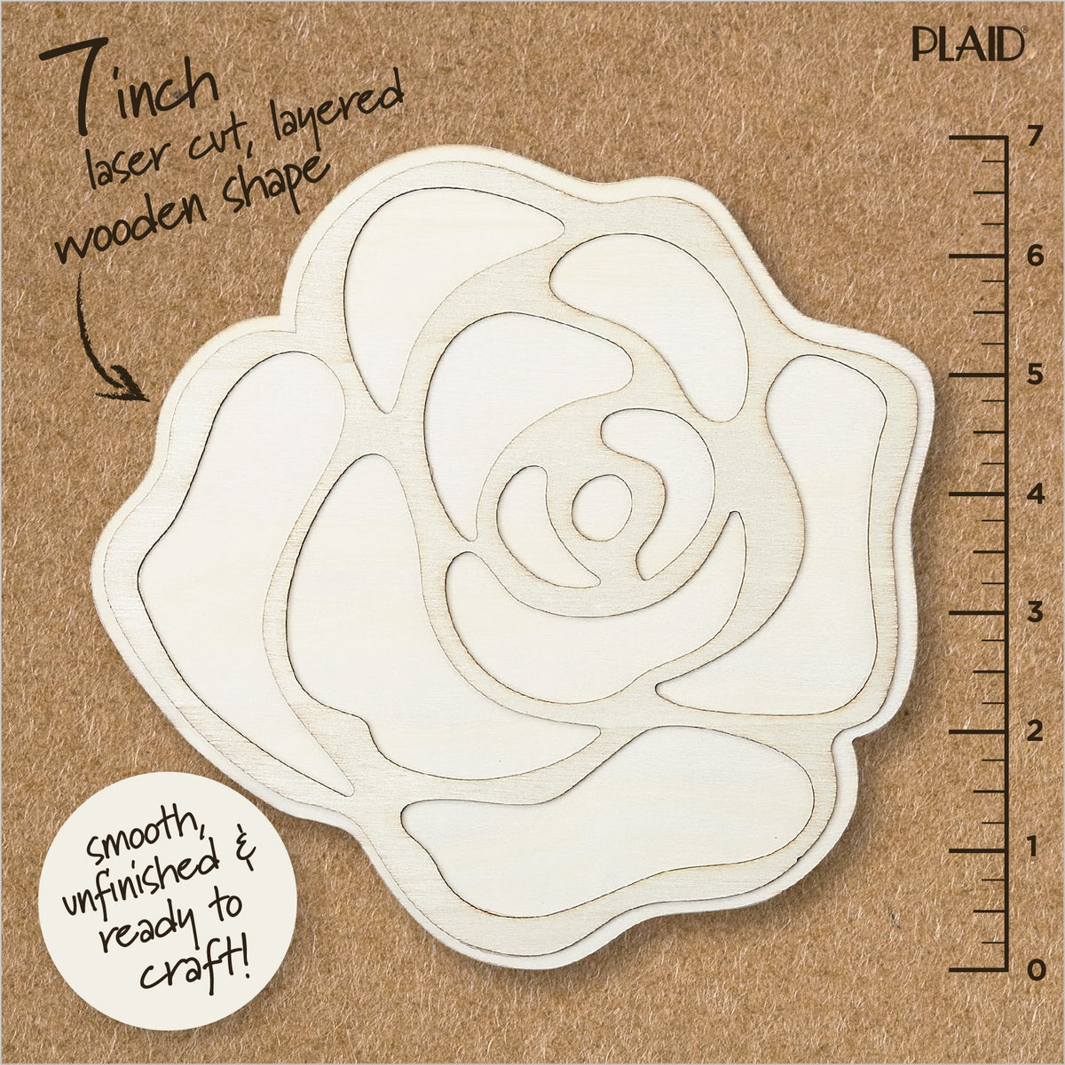 (1 pack) Plaid Surfaces Layered Wood Shape, Rose