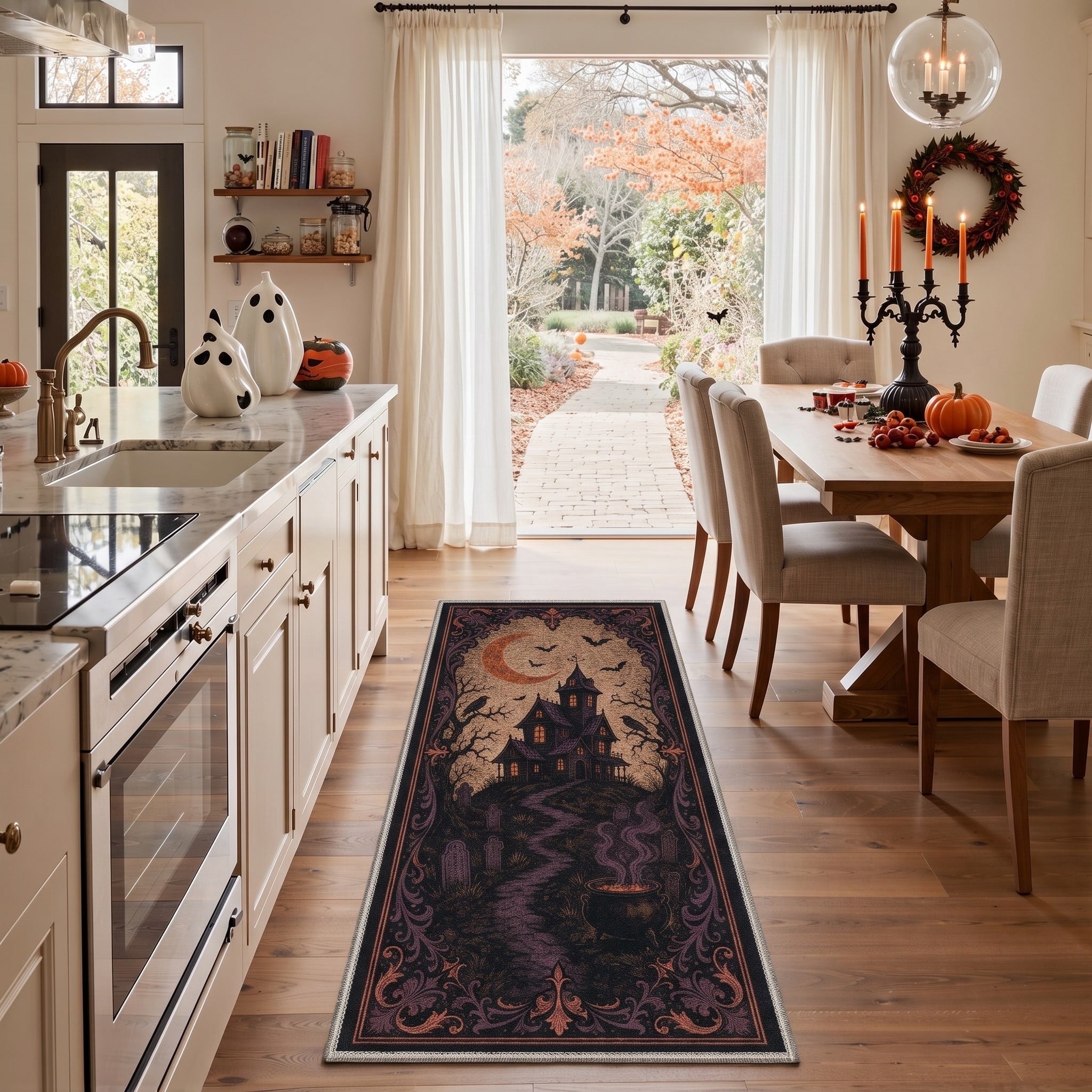 GENIMO 5'x7' Halloween Area Rug for Living Room, Washable Non Slip Soft Farmhouse Pumpkin Indoor Rug for Bedroom Dining Room Home Office, Vintage Sepia