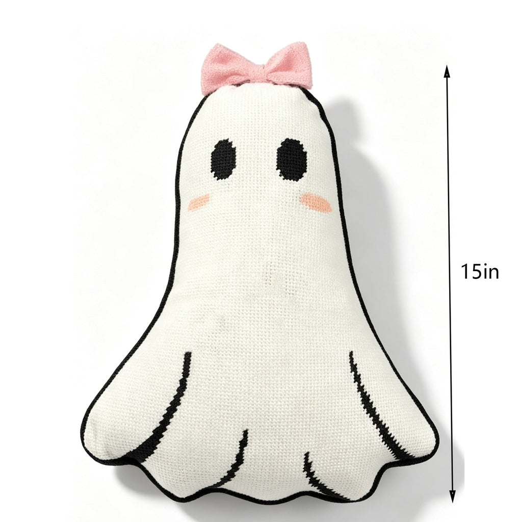 Halloween Ghost Reading Book Throw Pillow Cover, Spooky Library Bookshelf Skull Candlestick Decorative Pillowcase, Retro Halloween Cushion Cover