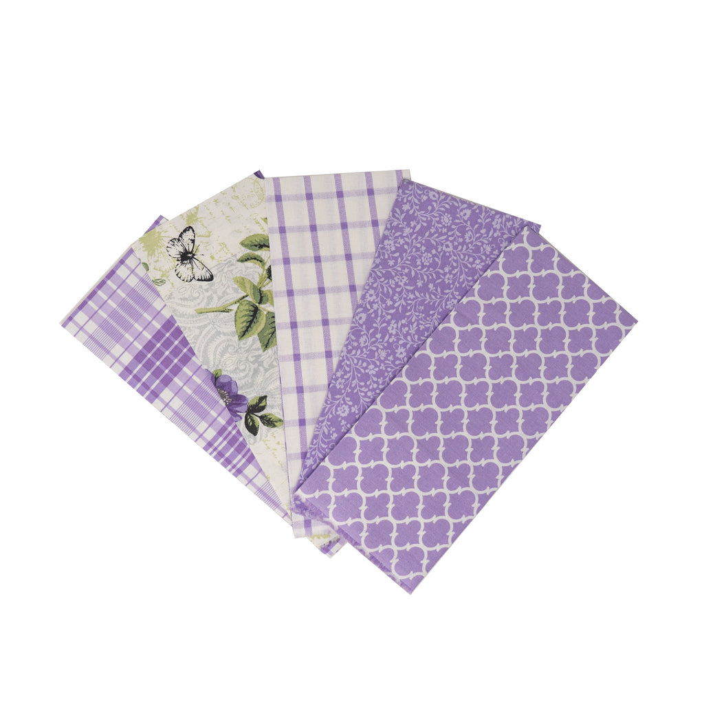 Waverly Inspirations Sewing & Craft Fabric Bundle, 100% Cotton, Lilac, 5 Pieces, 21 in x 18 in