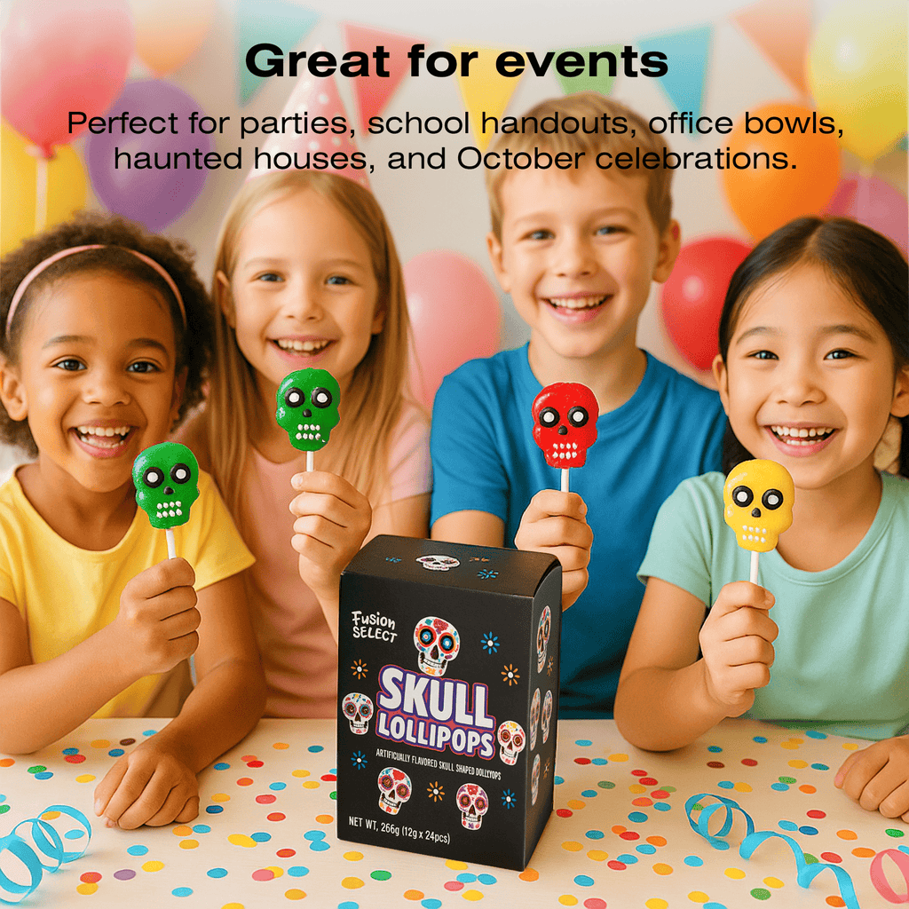 Fusion Select Halloween Candy Lollipops - Trick or Treat Candies for Kids - Frankenstein's Monster, Jack o Lantern, Ghost & Witch Hat Halloween Sweets - Individually Wrapped - 30 Treats Per Box