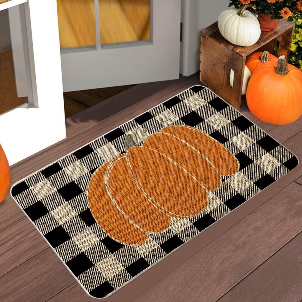 YIMWNYI Halloween-Themed Pumpkin Door Mat, Spooky Entryway Rug, Trick-or-Treat Decor, Non-Slip Wiper, festive Halloween decoration, indoor/outdoor welcome mat