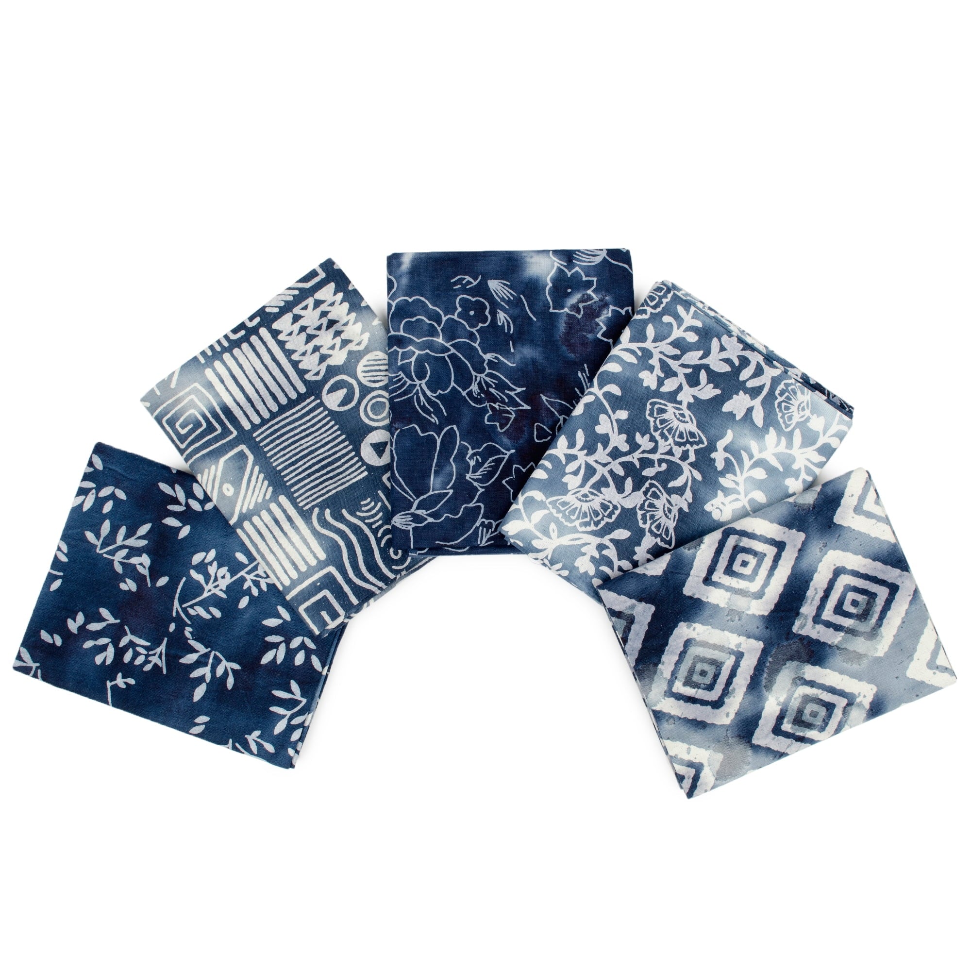 Create It 18"x21" Cotton Batik Precut Sewing & Craft Fabric Bundle, Blue 5 Piece
